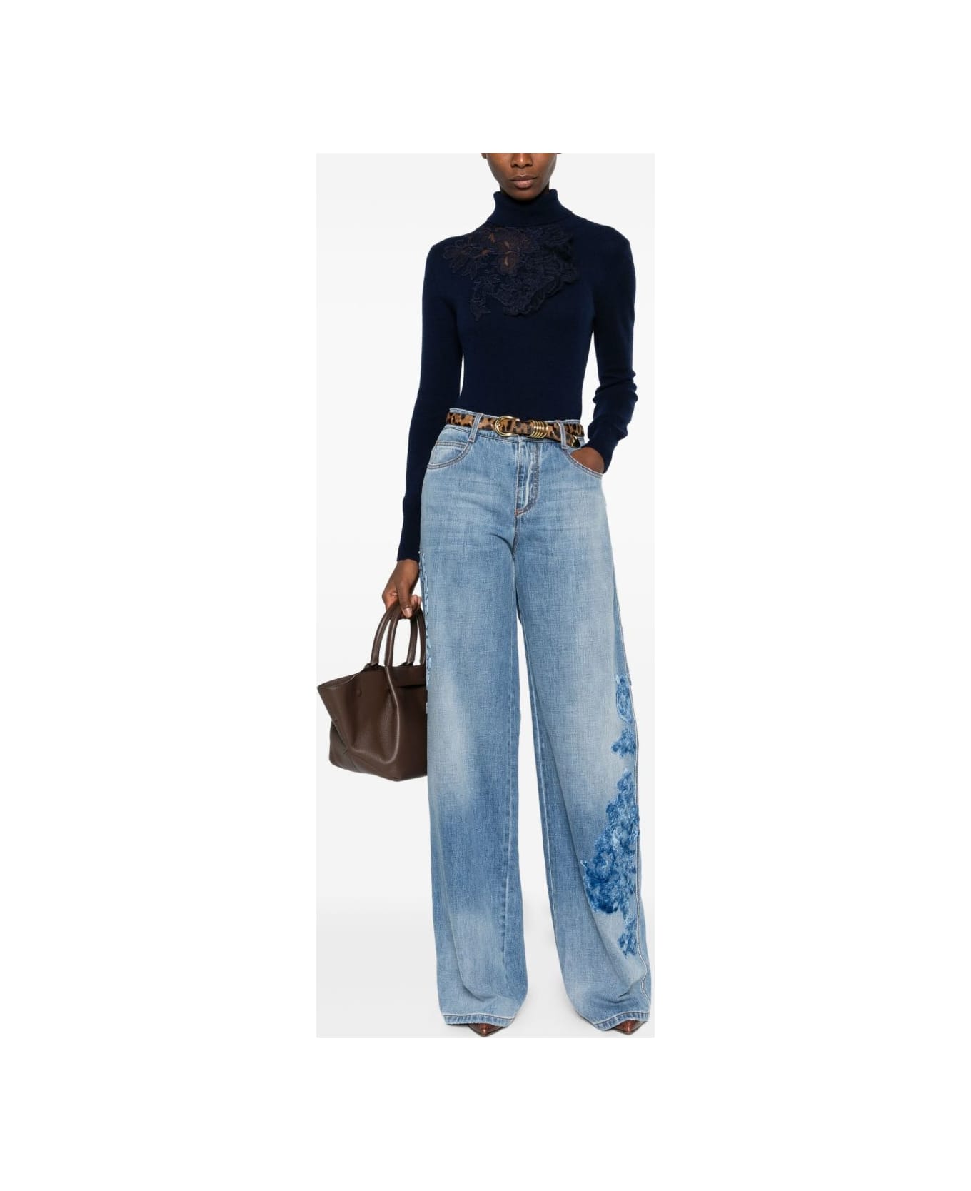 Ermanno Scervino Embroidered Denim Jeans - Clear Blue