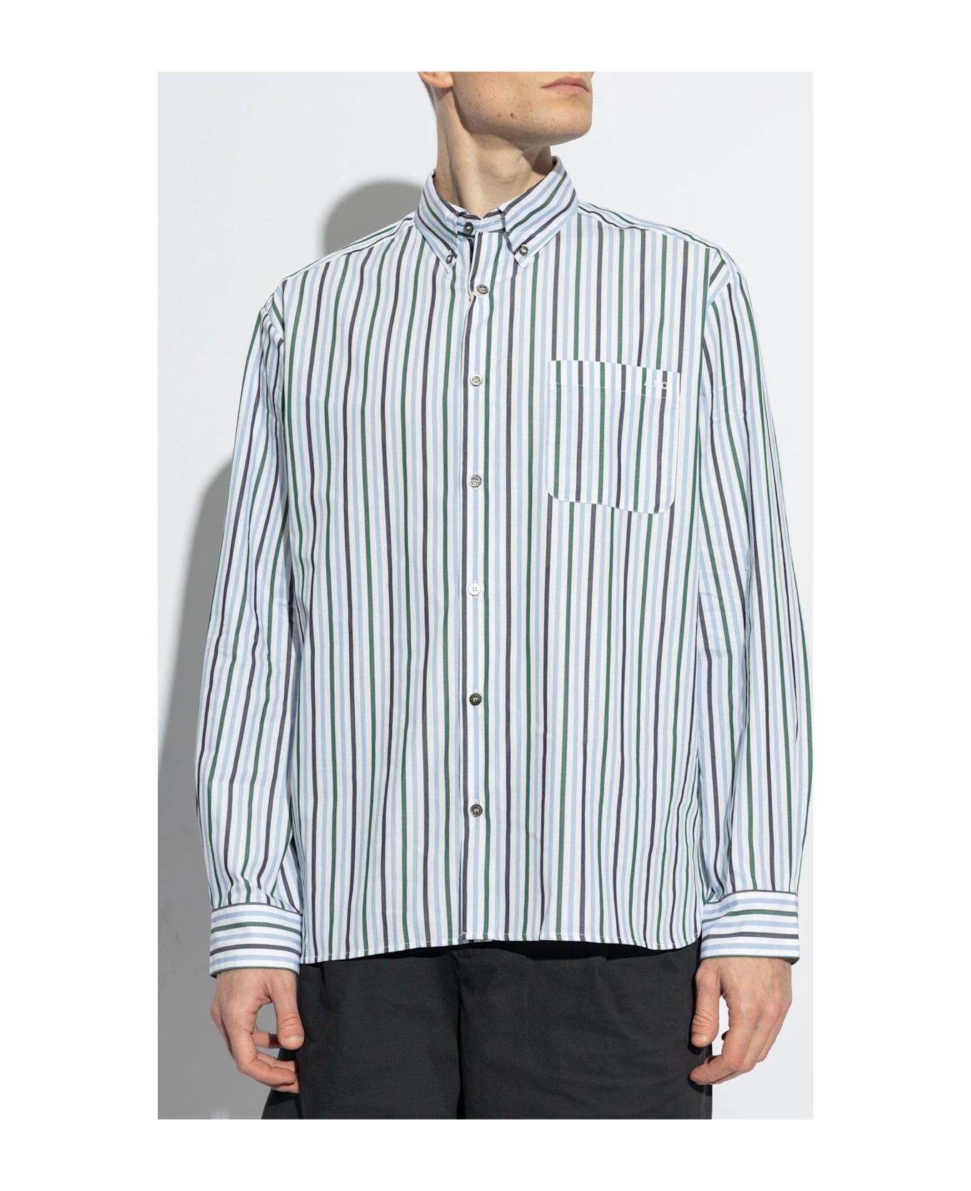 A.P.C. Striped Long-sleeved Shirt - BLUE