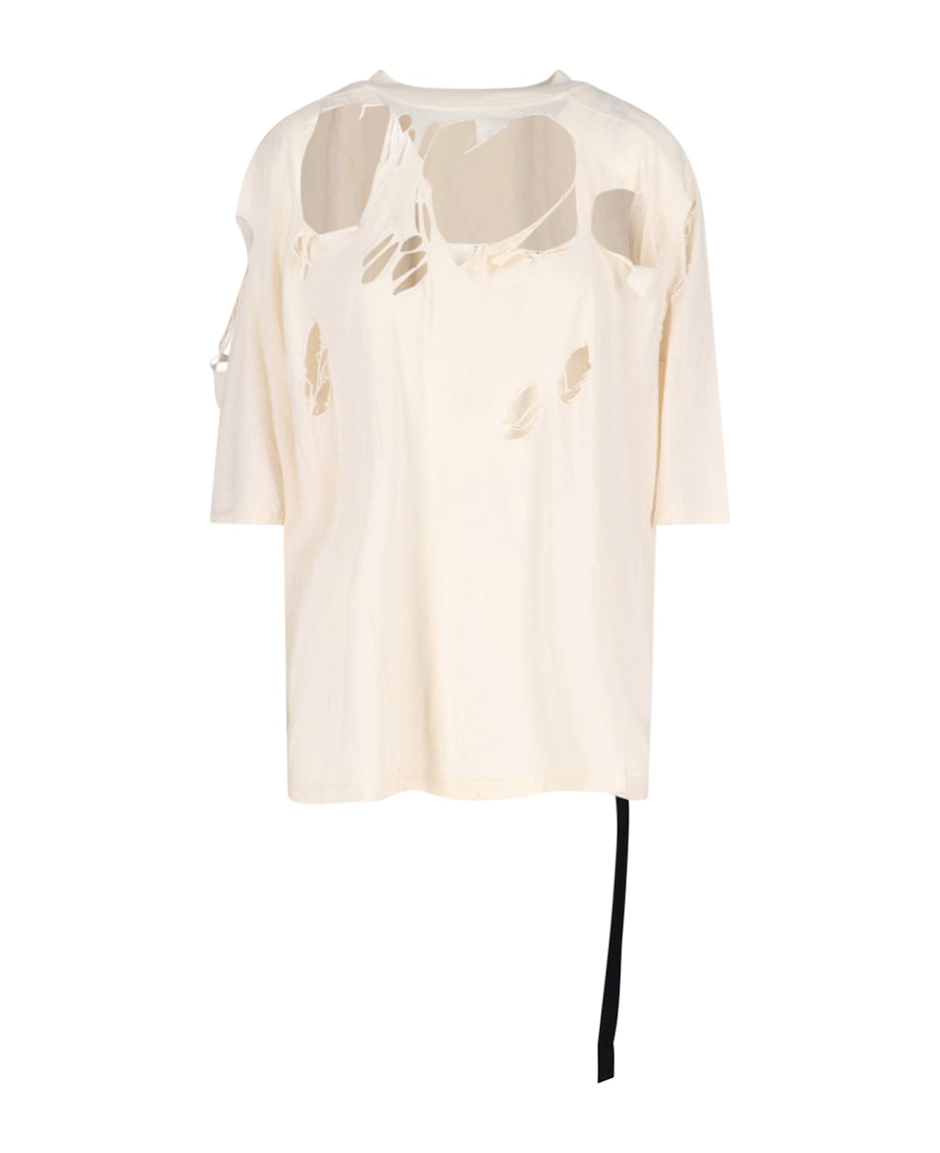 DRKSHDW Destroyed T-shirt With 'tommy T' Lace - Panna