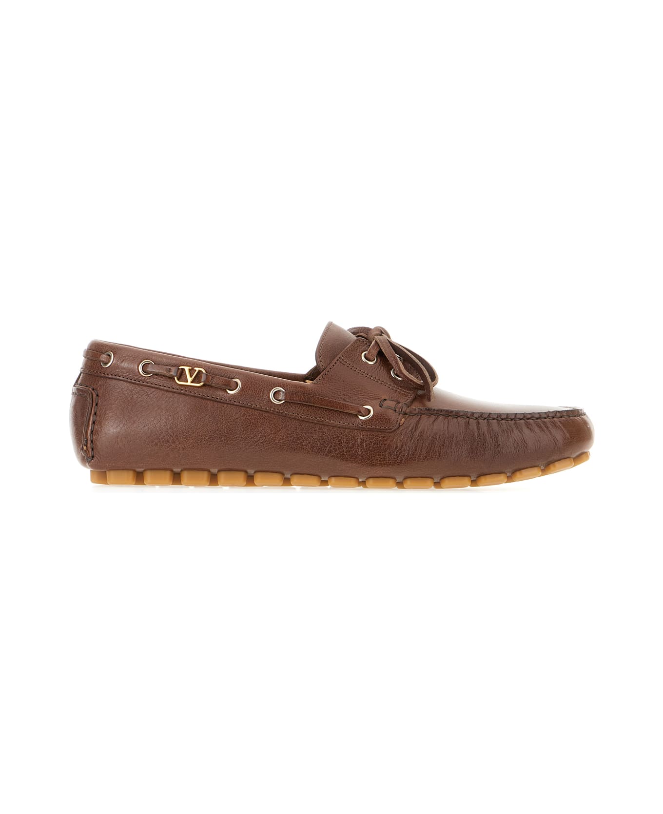Valentino Garavani Brown Leather Loafers - Marrone