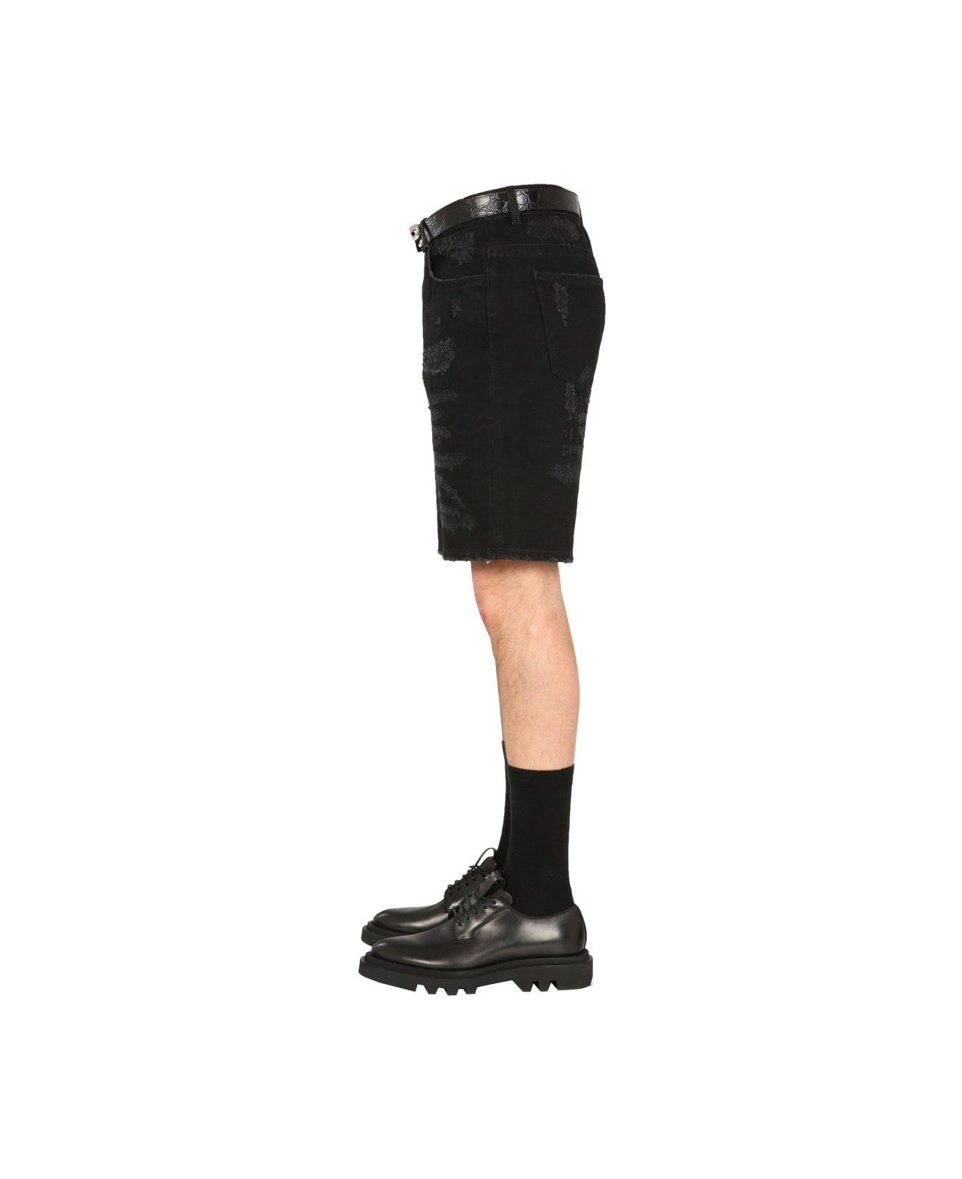 Givenchy Distressed Denim Shorts - BLACK