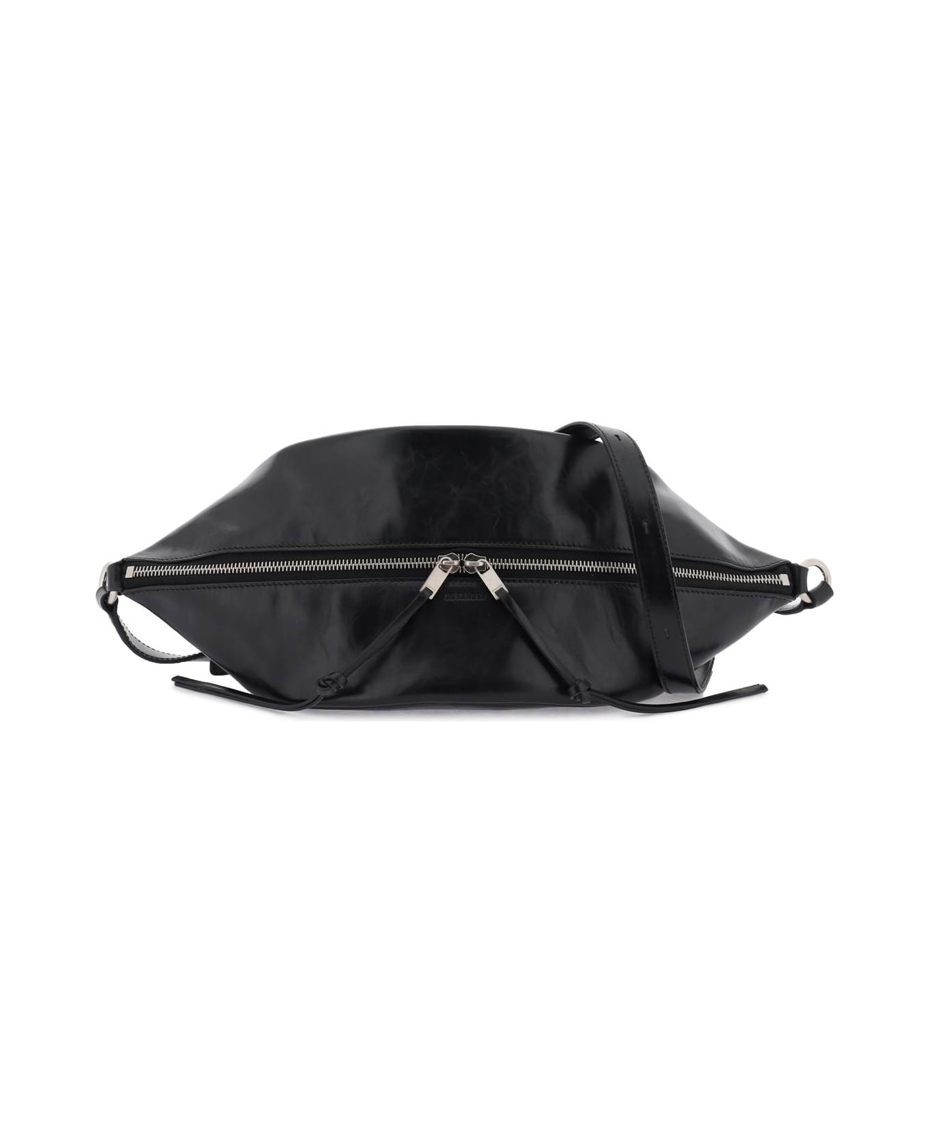 Jil Sander Medium Shoulder Bag In Brushed Leather - BLACK (Black)
