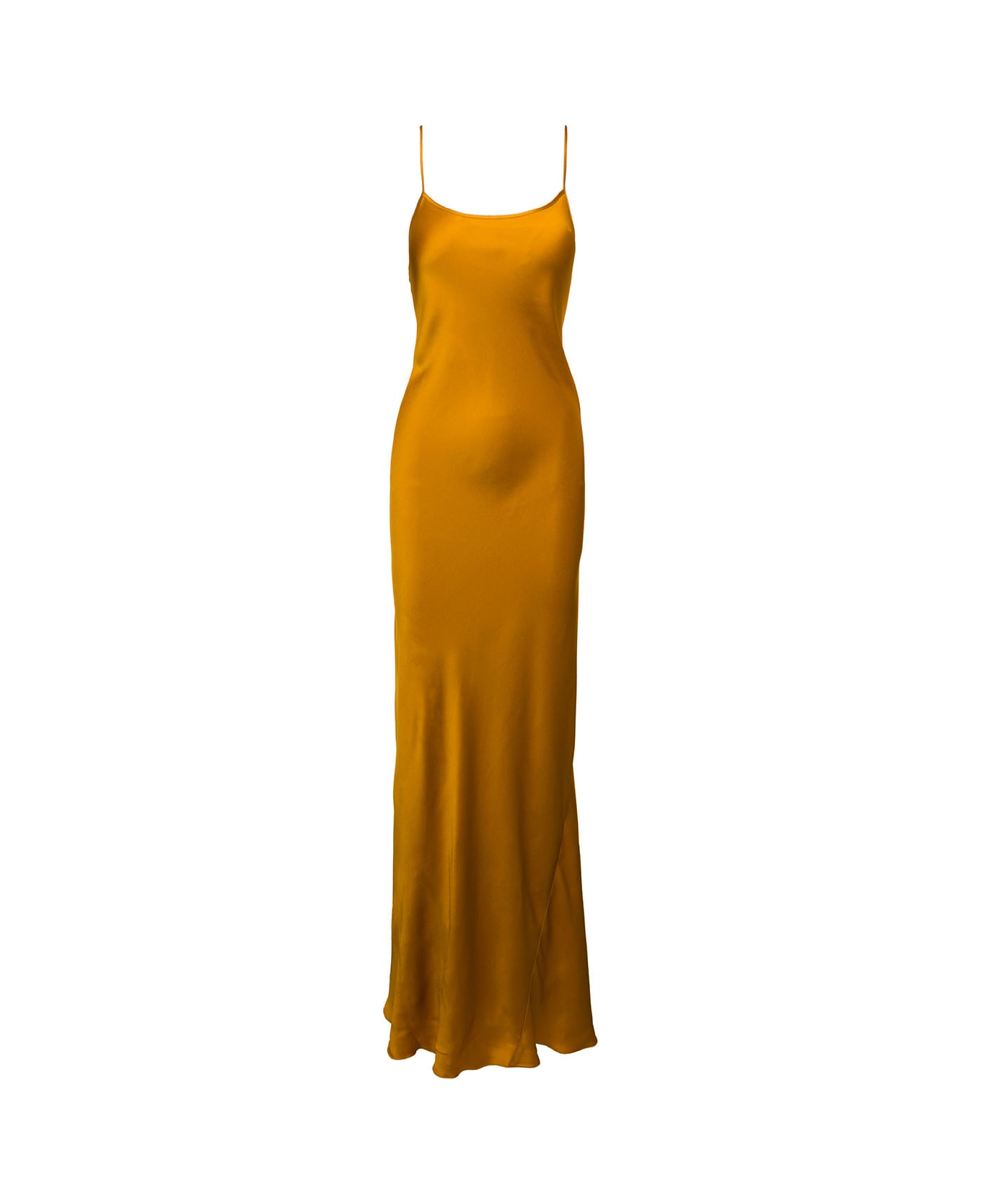 Victoria Beckham Maxi Orange Slip Dress In Fluid Acetate Blend Woman - Orange