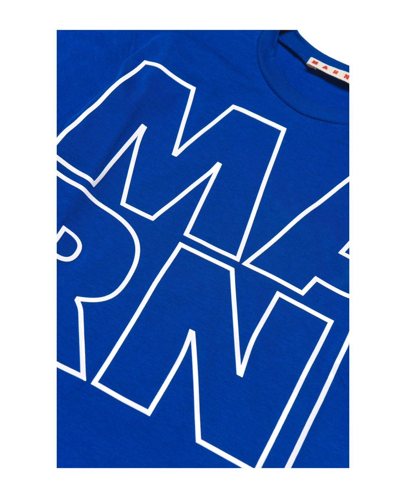 Marni Mt153u T-shirt Marni Blue T-shirt In Jersey With Displaced Marni Logo - Surf the web