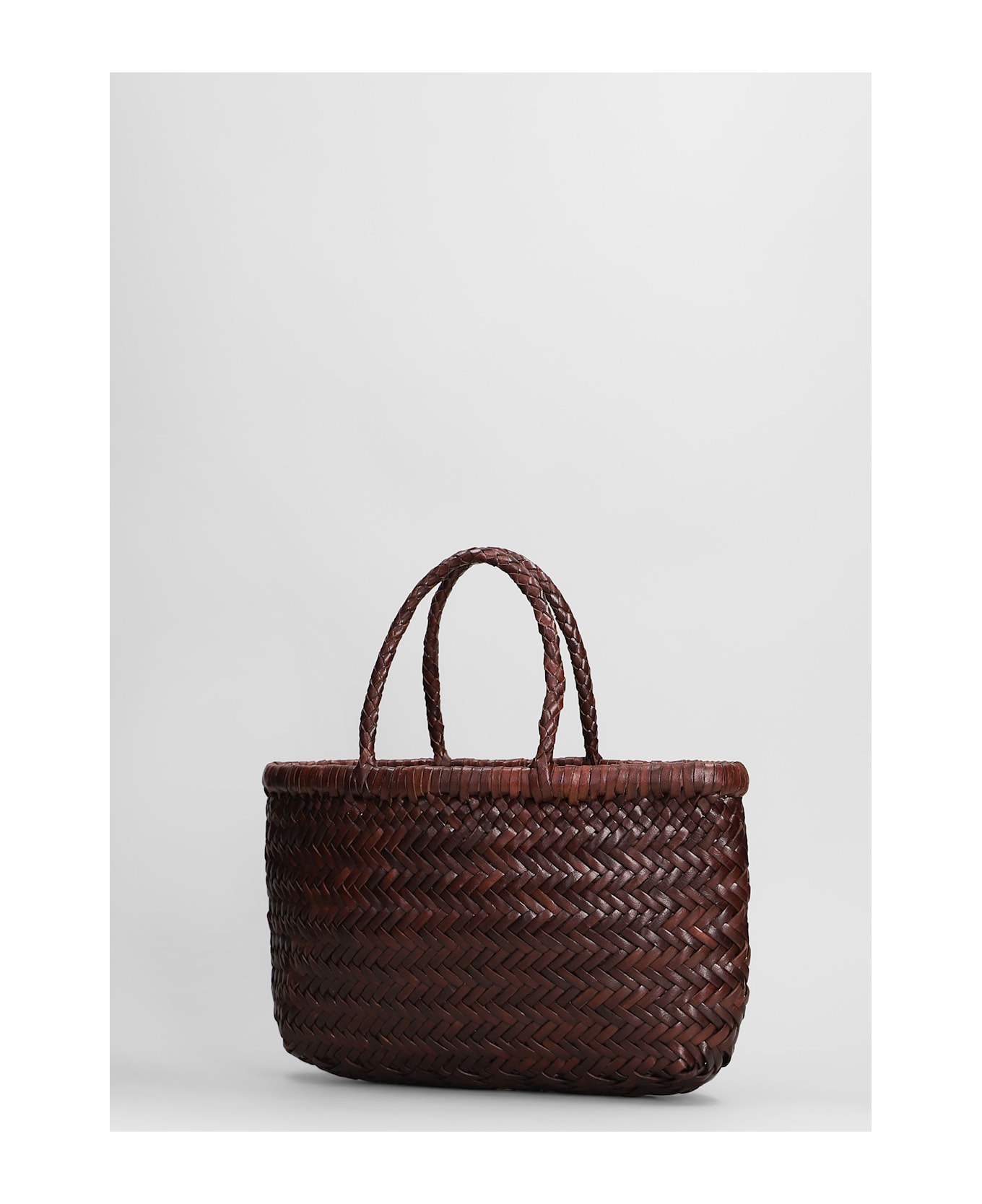 Dragon Diffusion Mini Flat Gora Baskt Hand Bag In Brown Leather - brown