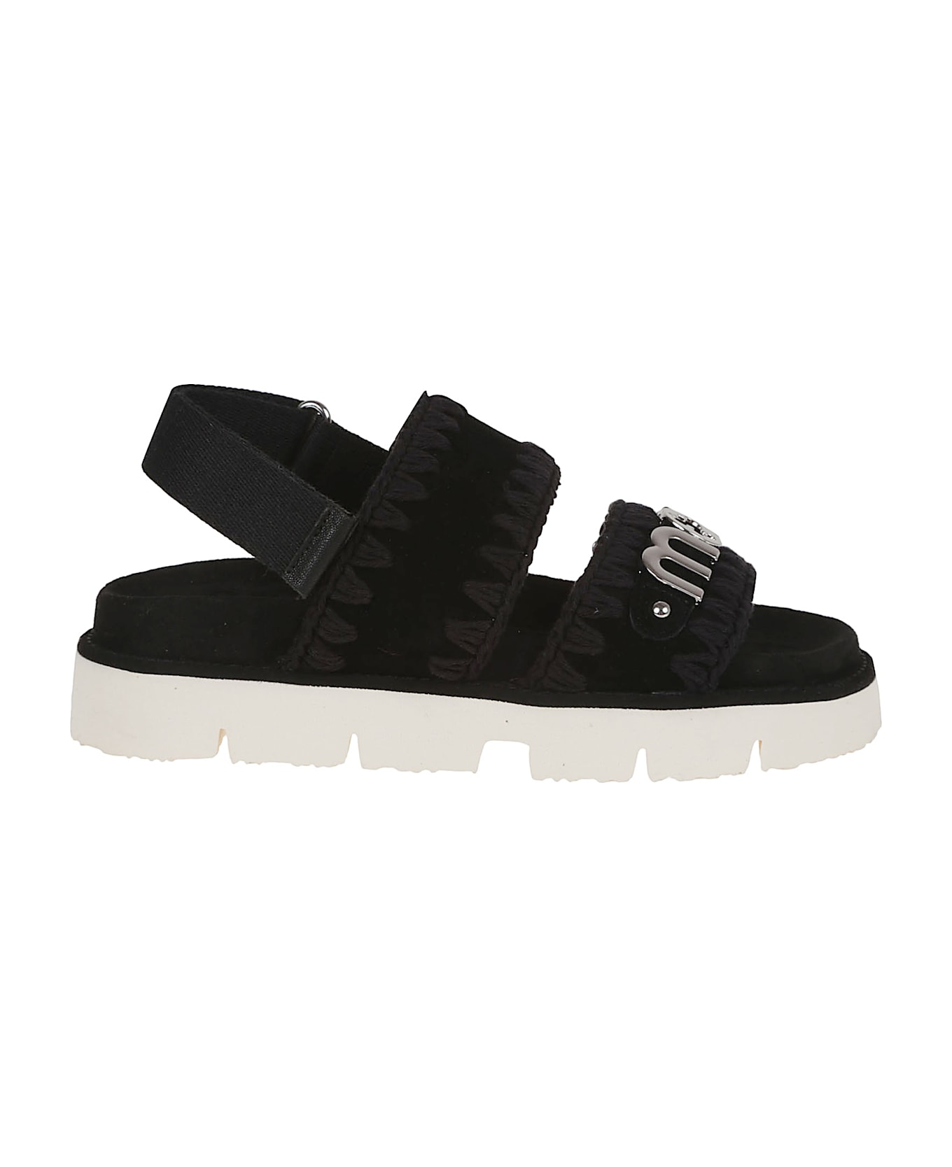 Mou Bio Sandal Suede Met Logo - Bkbk Black Black