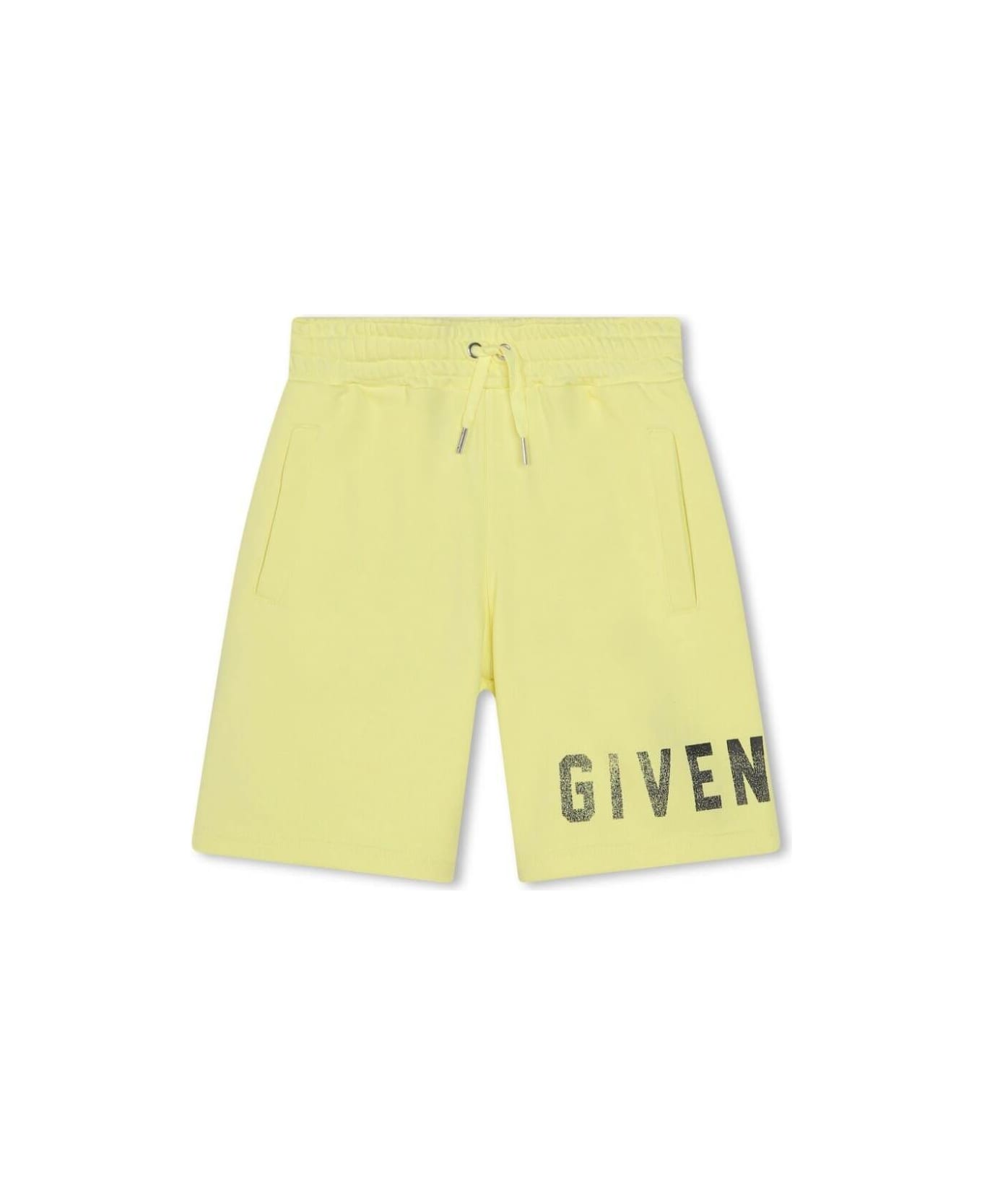 Givenchy '4g' Yellow Shorts With Logo Print In Cotton Blend Boy - Yellow