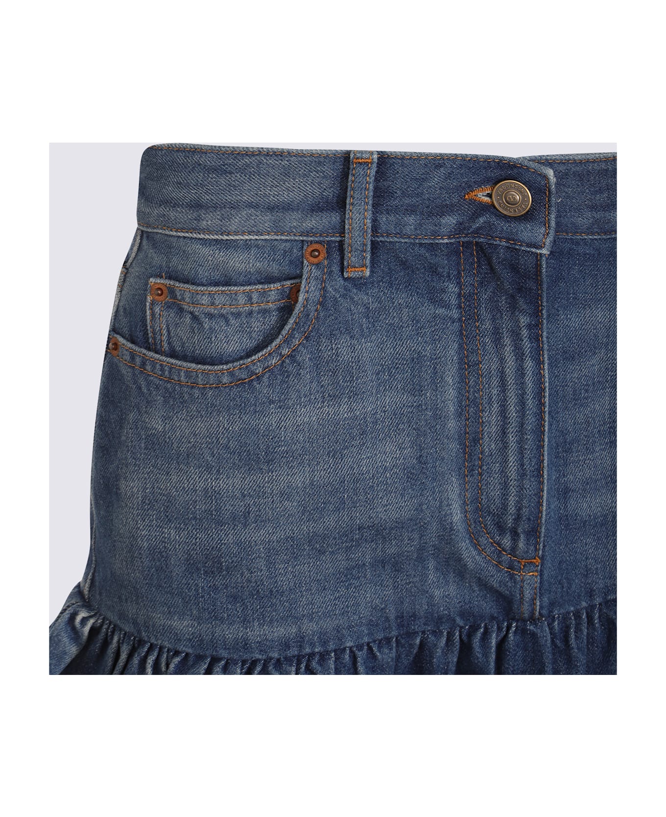 Valentino Blue Denim Cotton Skirt - MEDIUM BLUE