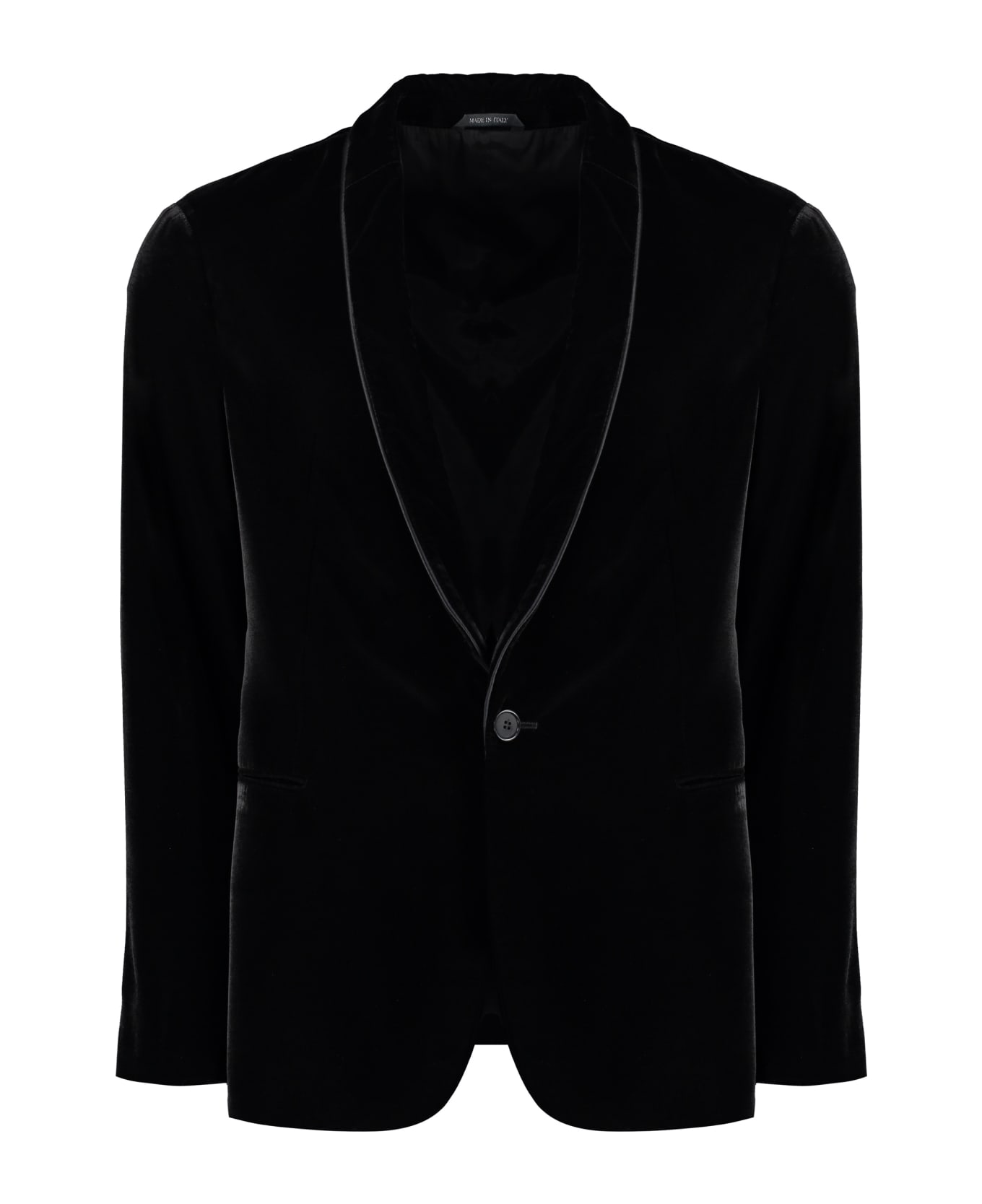 Giorgio Armani Single-breasted Velvet Jacket - black