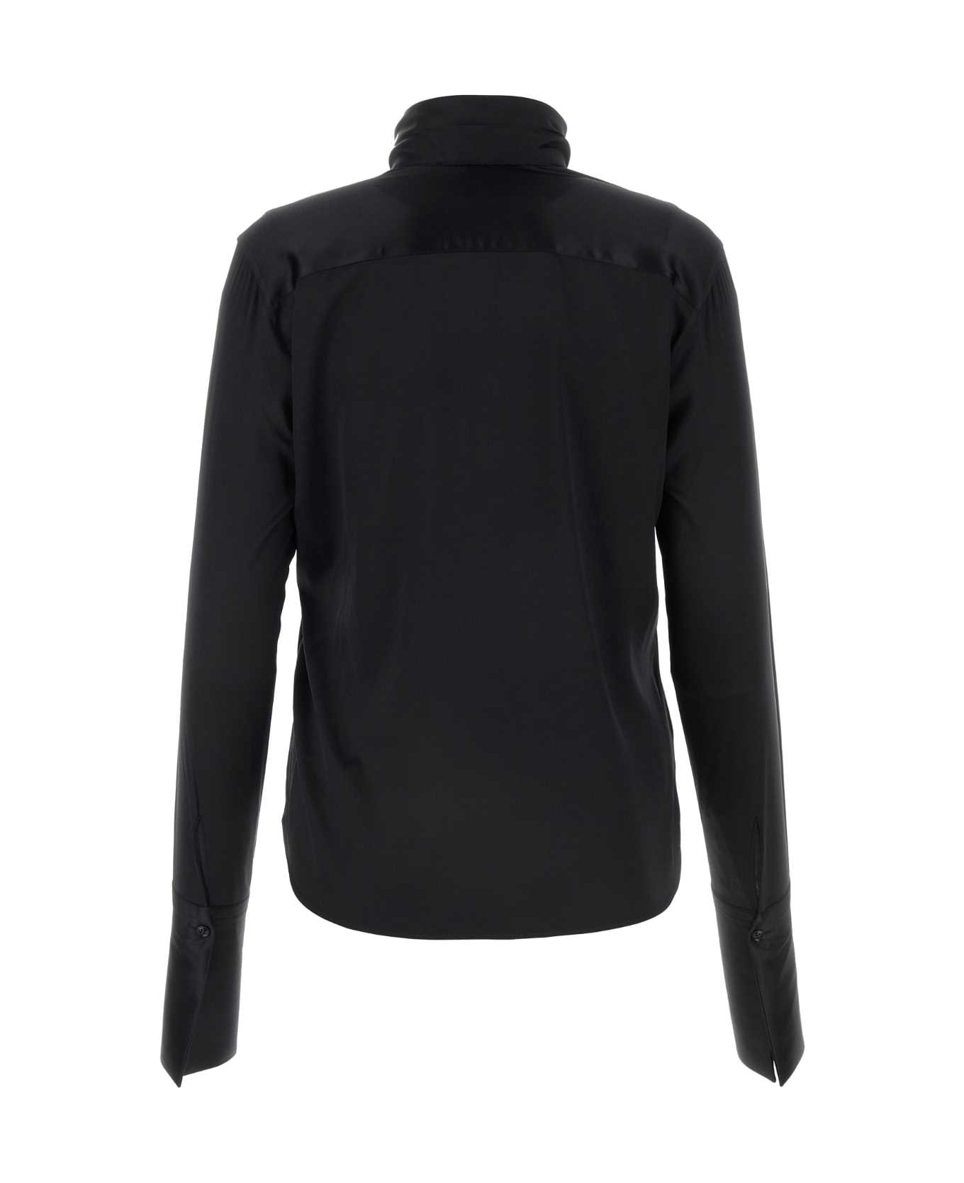 Ermanno Scervino Black Stretch Satin Shirt - NERO