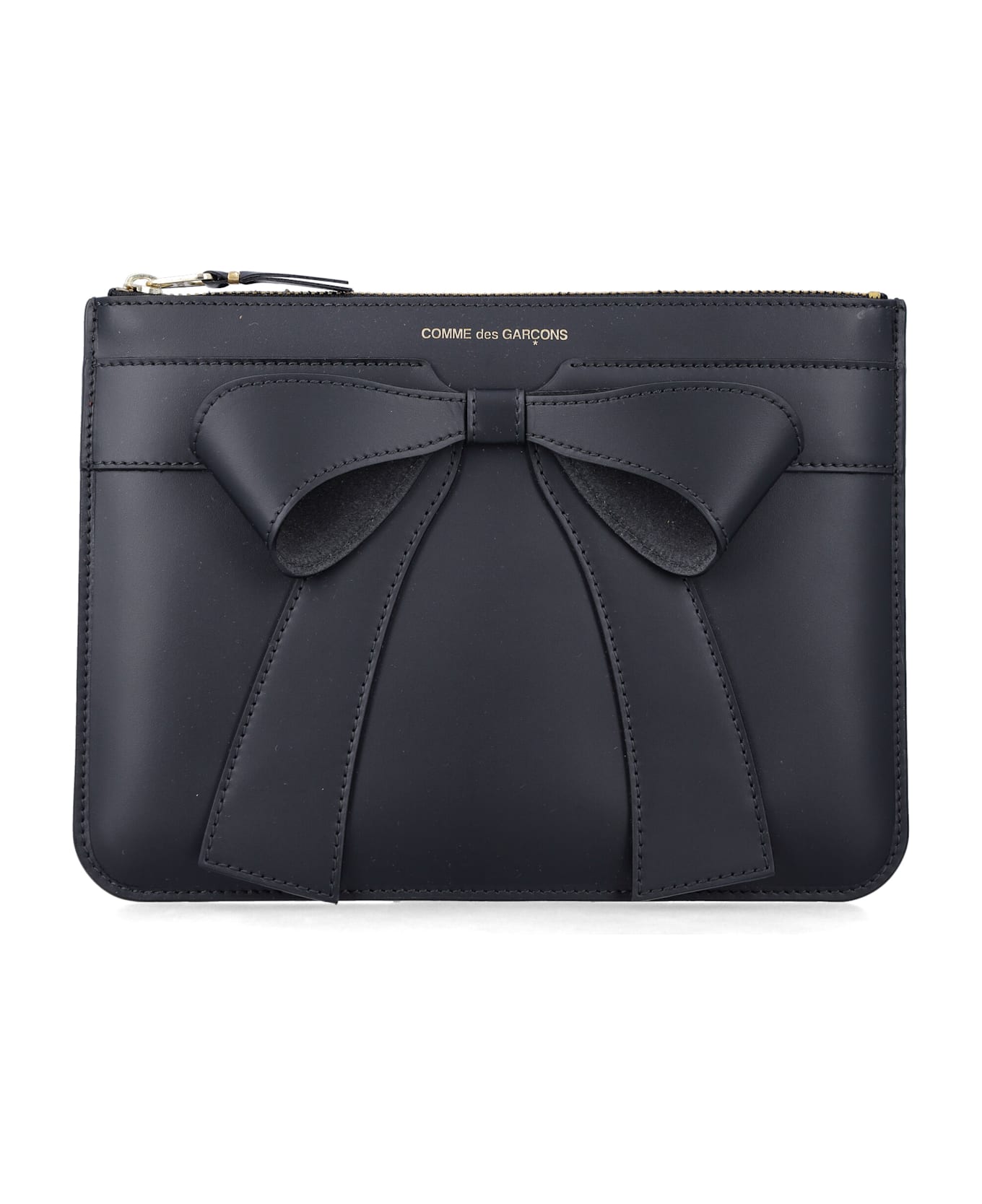Comme des Garçons Wallet Large Big Bow Leather Pouch - BLACK