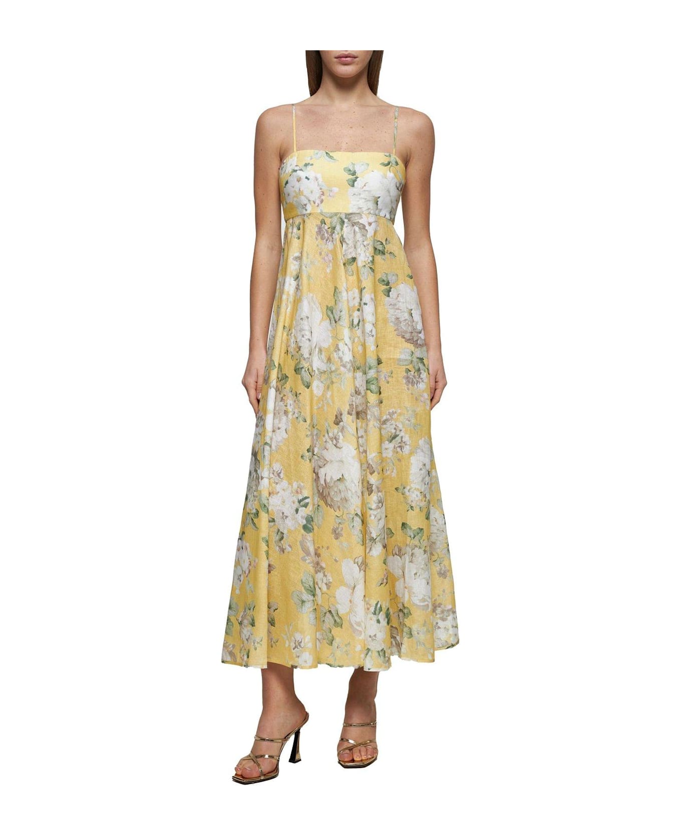 Zimmermann Acacia Floral Printed Midi Dress - Yellow