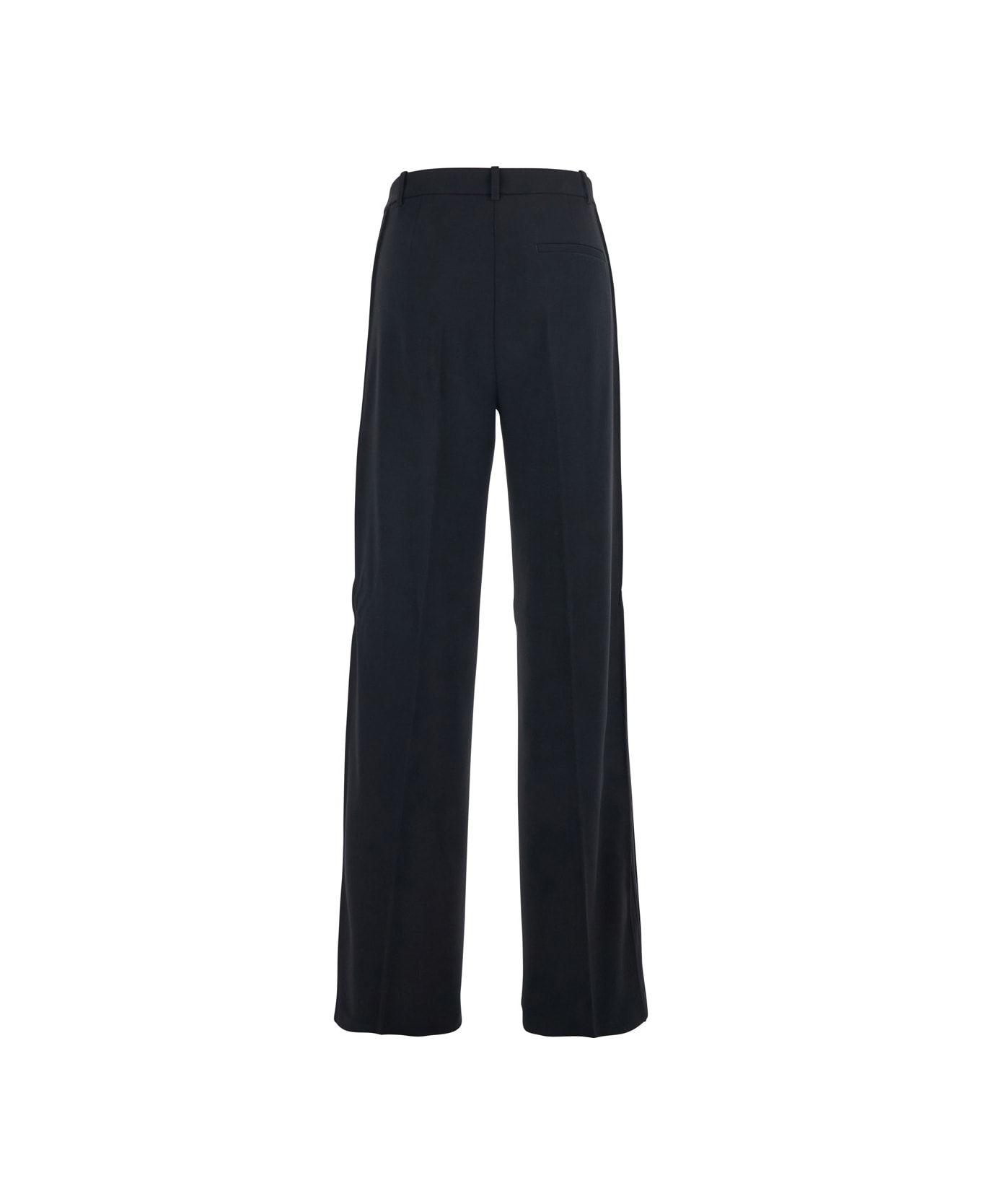Pinko Black Pants With Pleated Details And Belt Loops In Tech Fabric Stretch Woman - Black