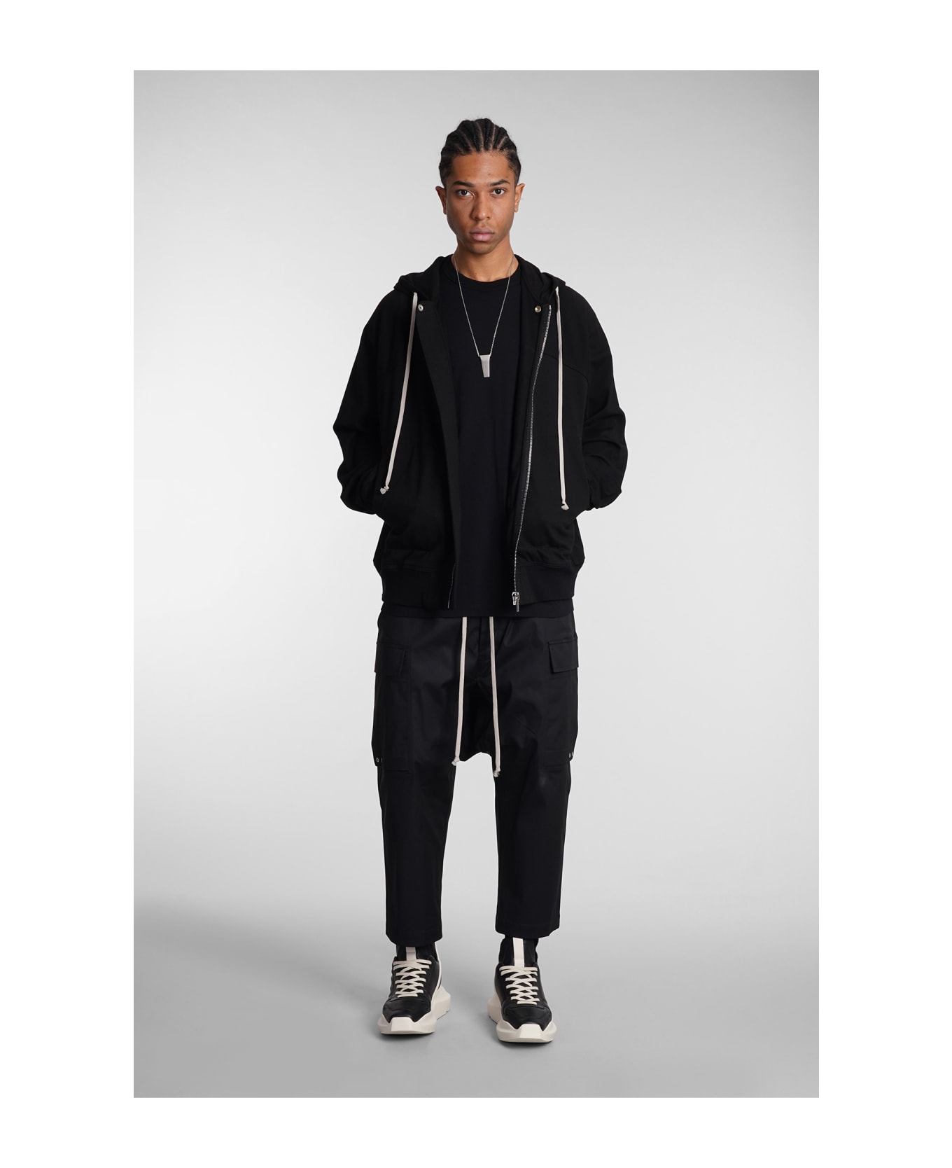 Rick Owens Cargo Cropped Pants In Black Cotton - black