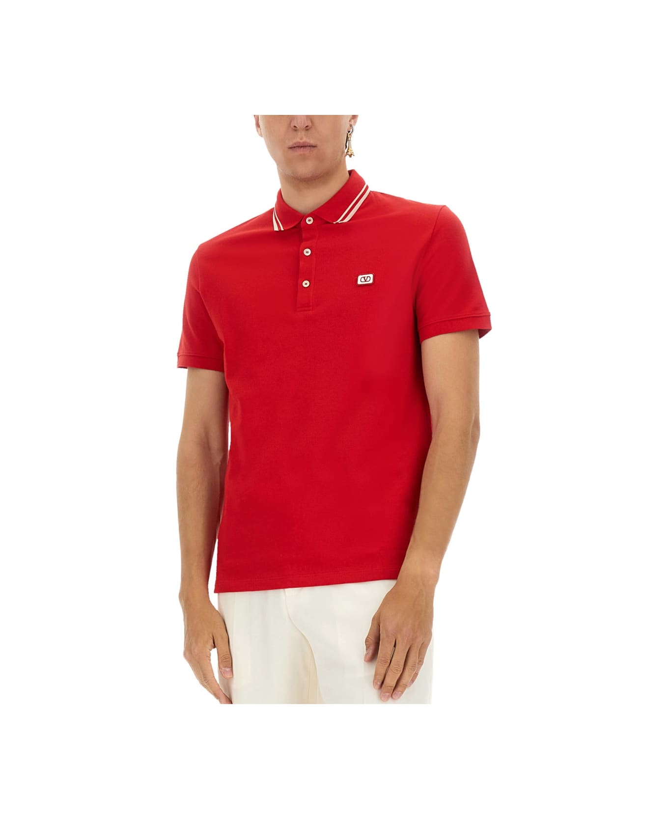 Valentino Polo Shirt With Signature Vlogo - Red