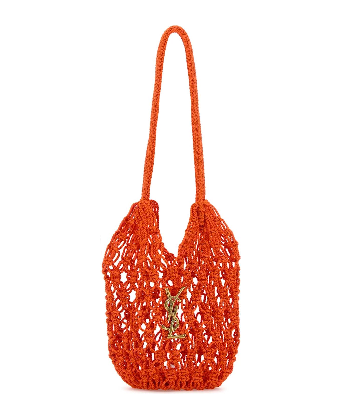Saint Laurent Orange Crochet Bucket Bag - BLAZING ORANGE
