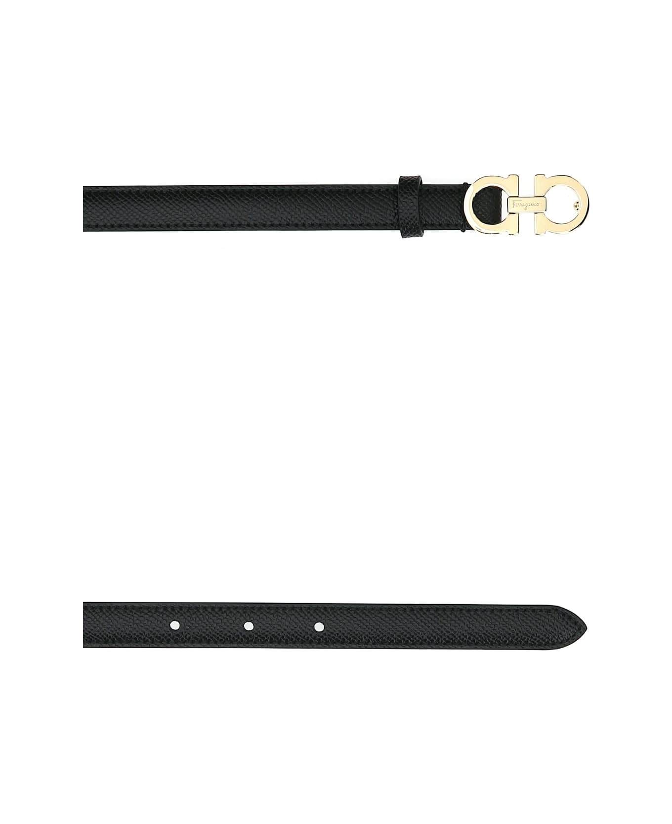 Ferragamo Black Leather Gancini Belt - NERO
