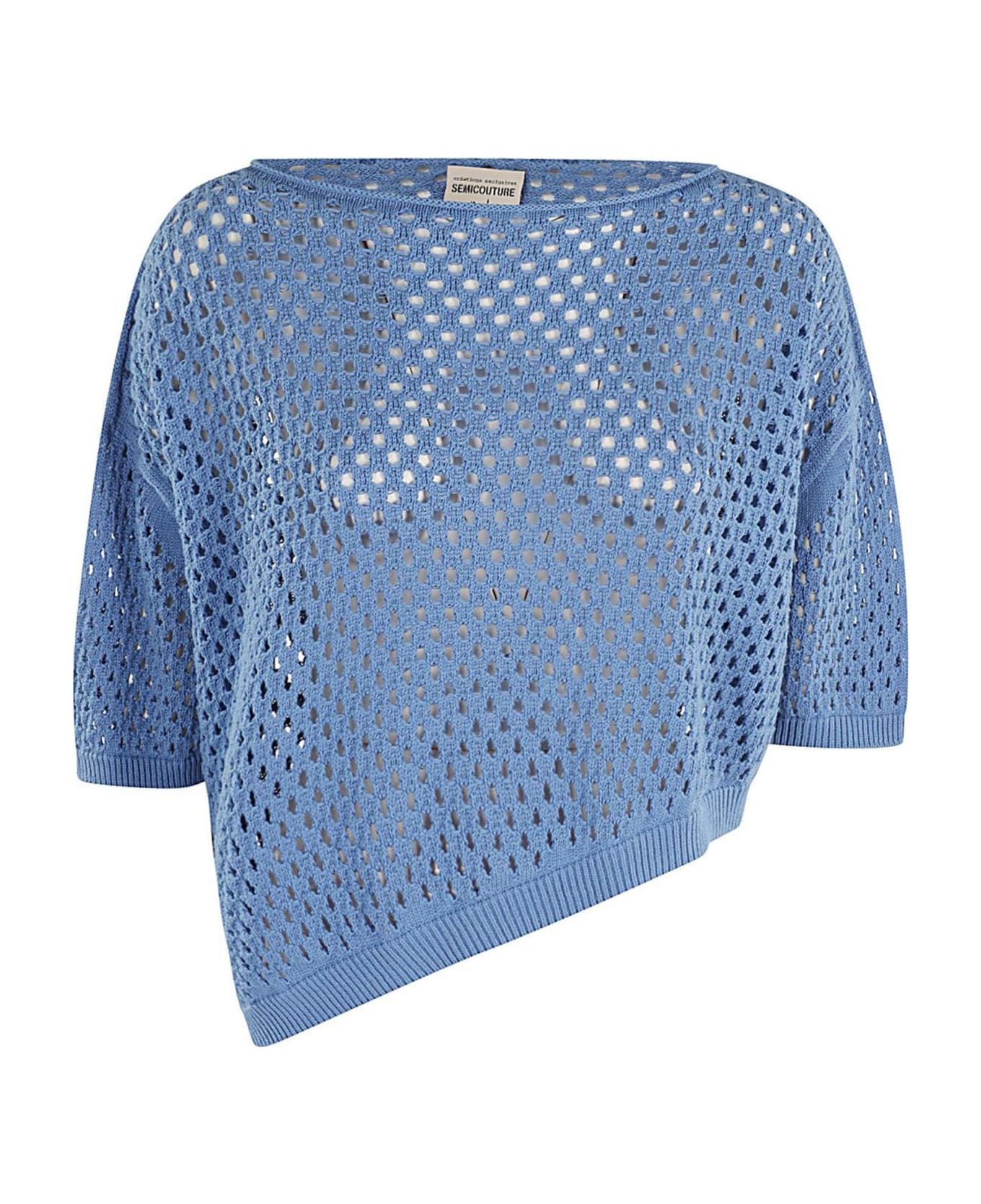 SEMICOUTURE Blue Cotton Sweater - Blue