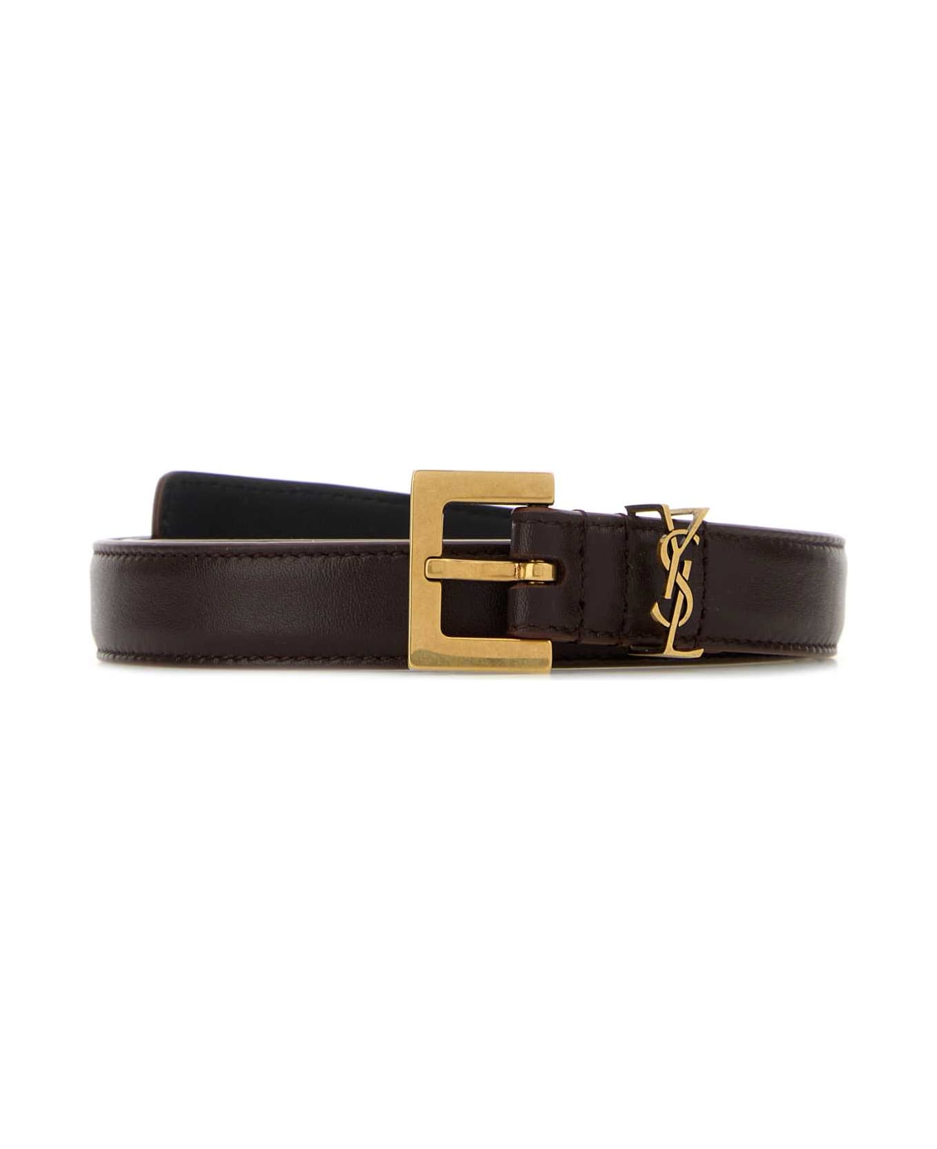 Saint Laurent Brown Leather Belt - RED TAN ベルト