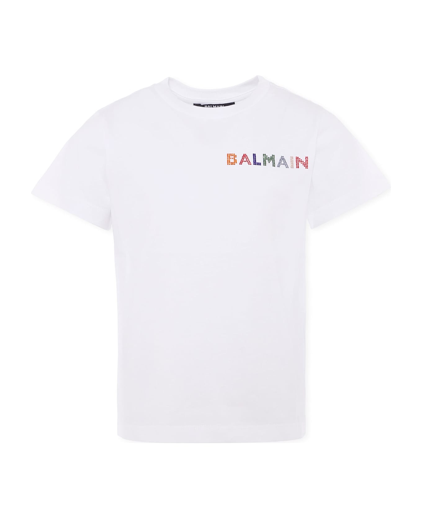 Balmain White T-shirt For Girl With Logo - White