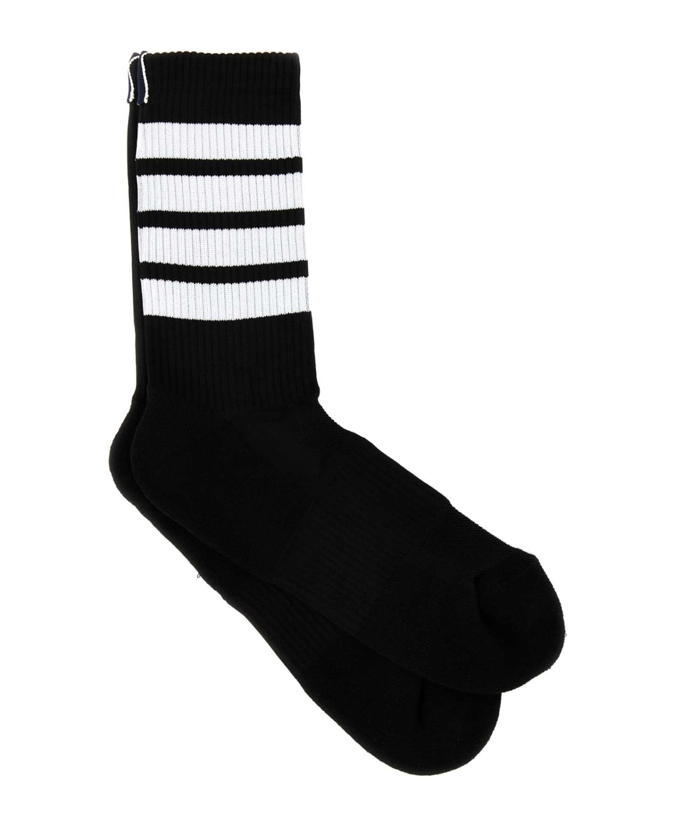 Thom Browne Black Stretch Cotton Blend Socks - 001