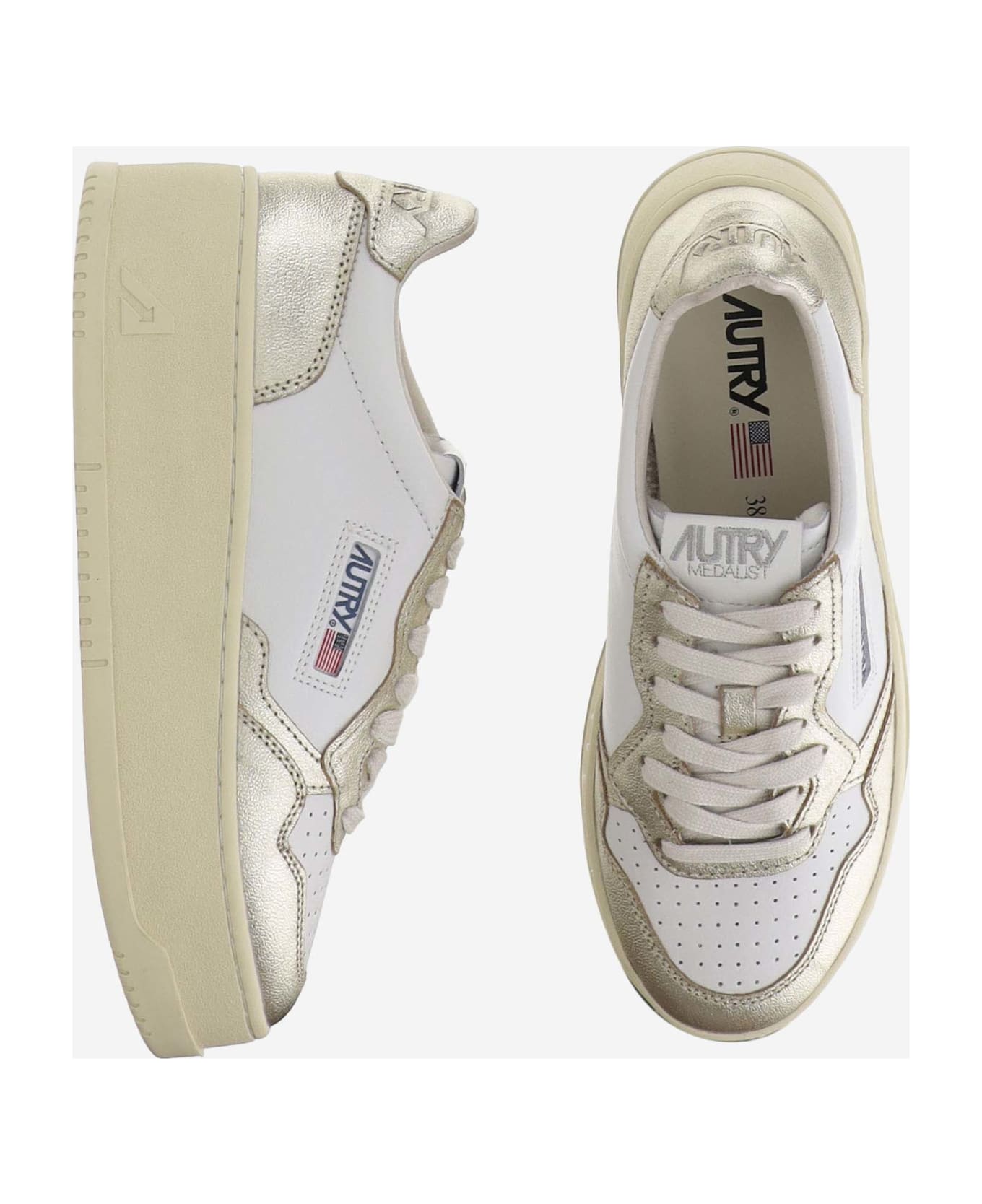 Autry Medalist Platform Leather Sneakers - Gold