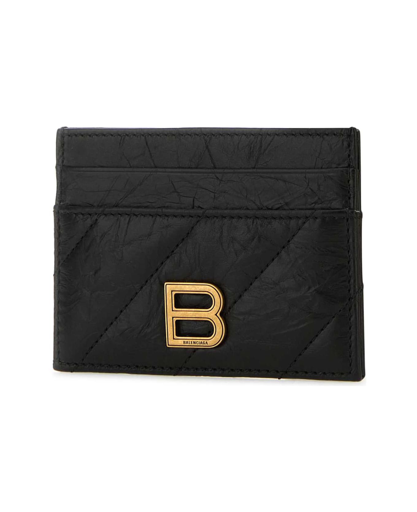 Balenciaga Black Leather Card Holder - Black
