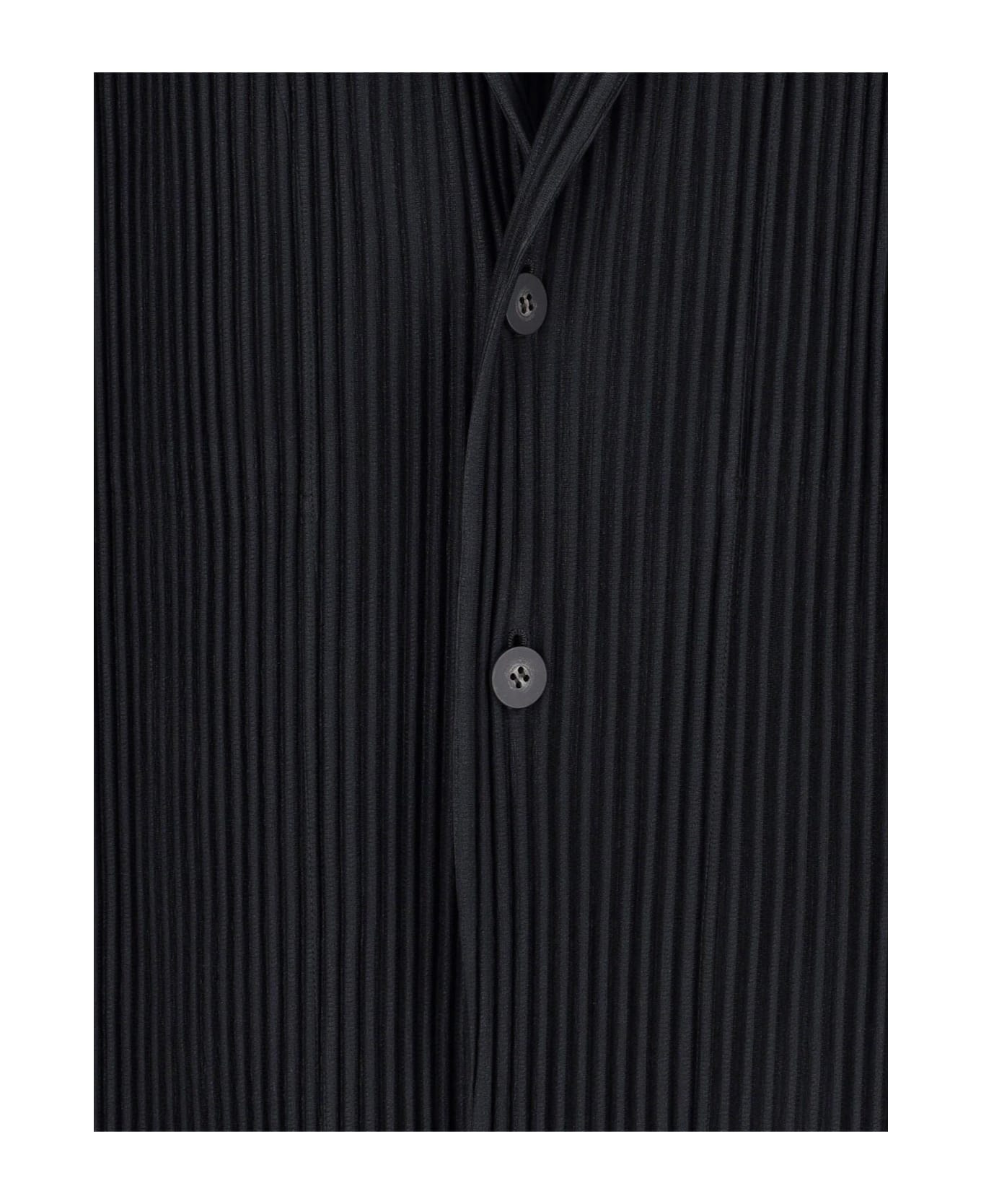 Homme Plissé Issey Miyake Single-breasted Pleated Blazer - Black