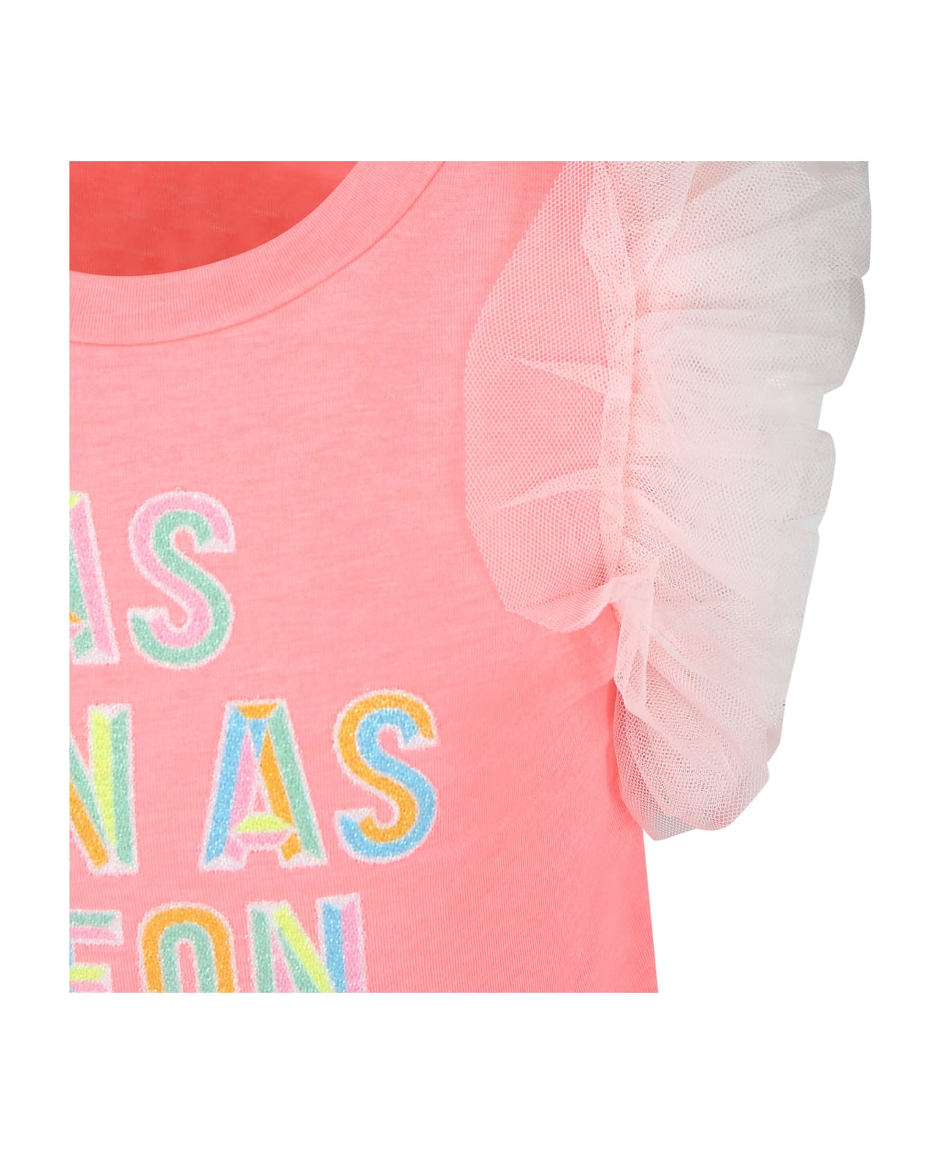 Billieblush Fuchsia T-shirt For Girl With Multicolor Print - Fuchsia Tシャツ＆ポロシャツ