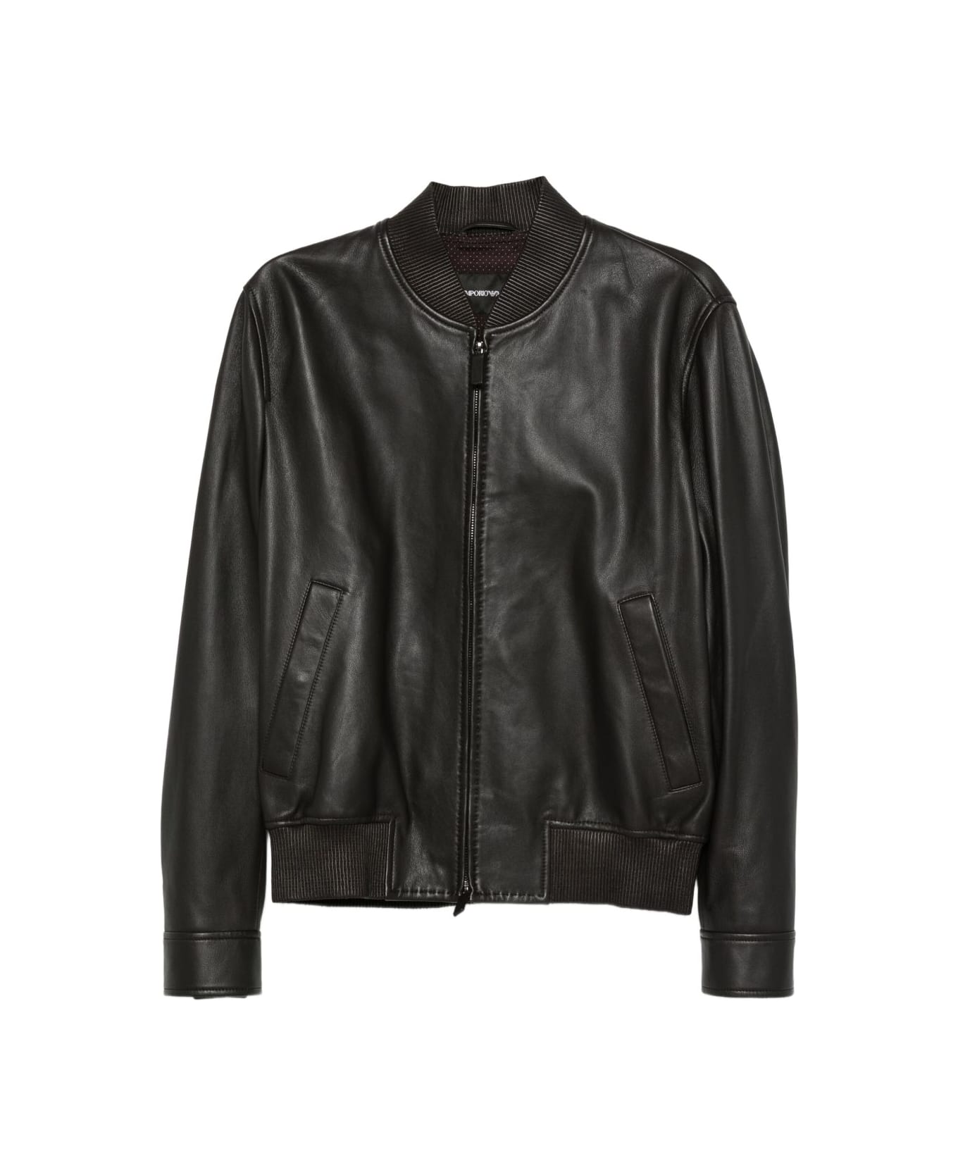 Emporio Armani Leather Jacket - Brown ジャケット