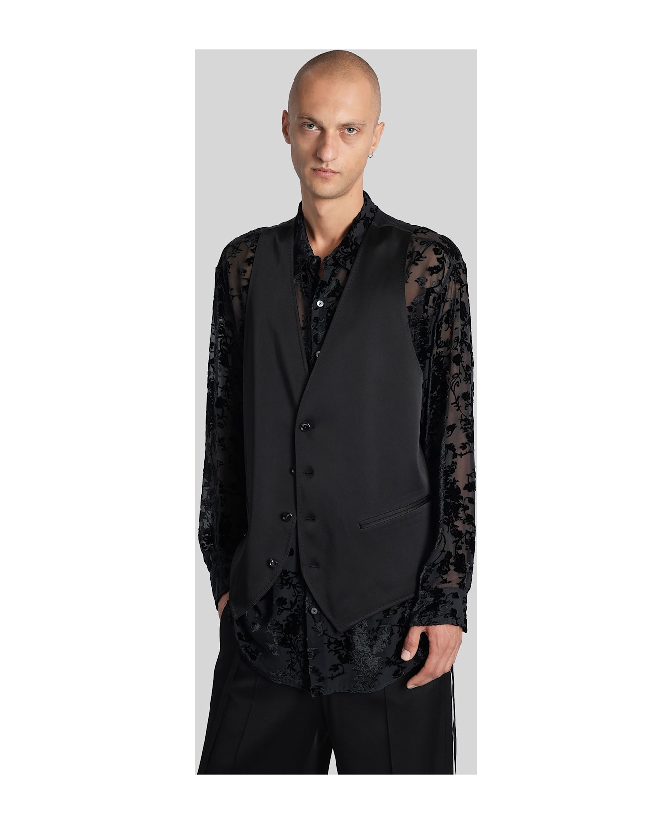 Ann Demeulemeester Juikko Vest In Black Acetate - black