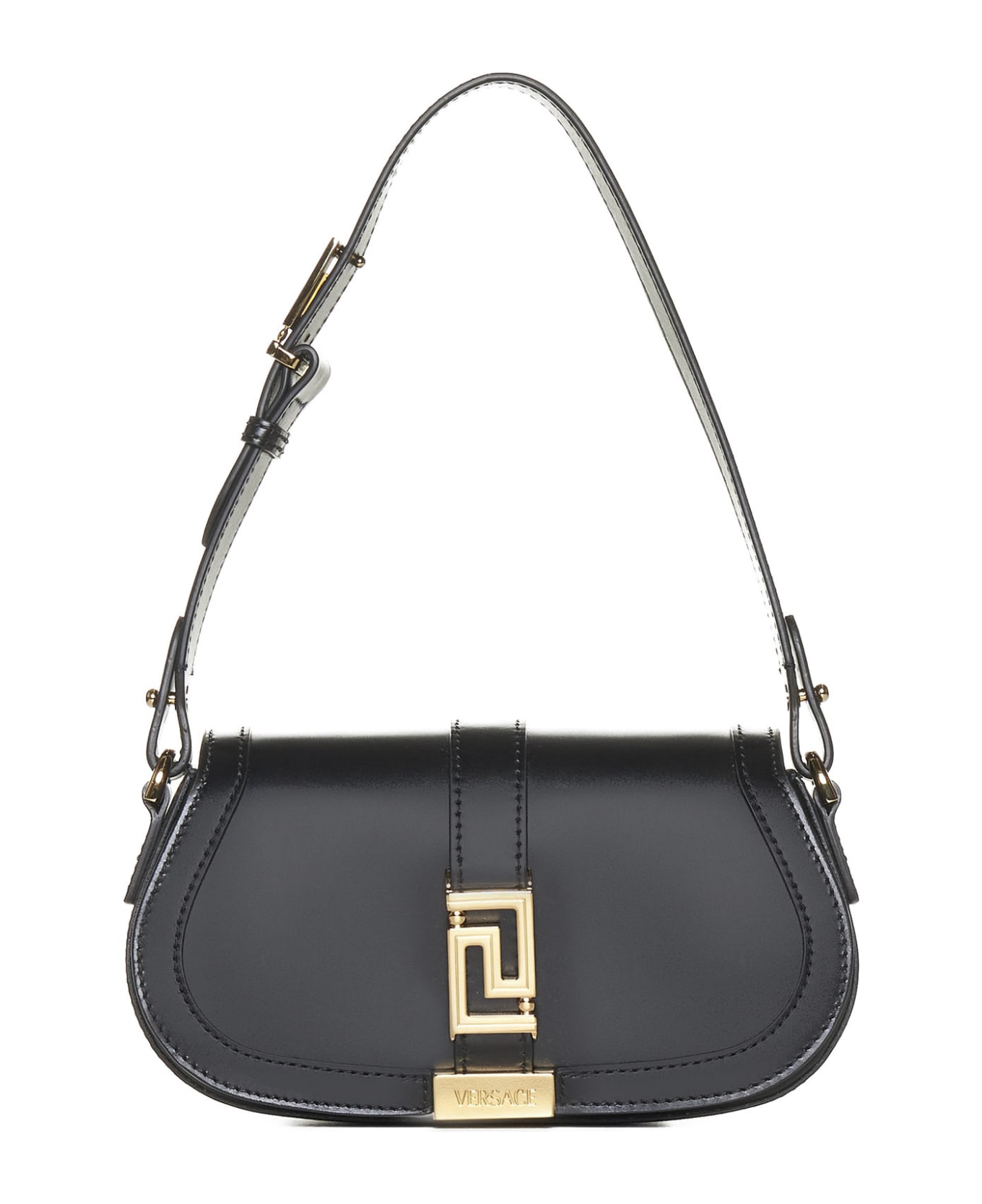 Versace Greca Goddess Mini Leather Shoulder Bag - Nero+oro Versace トートバッグ
