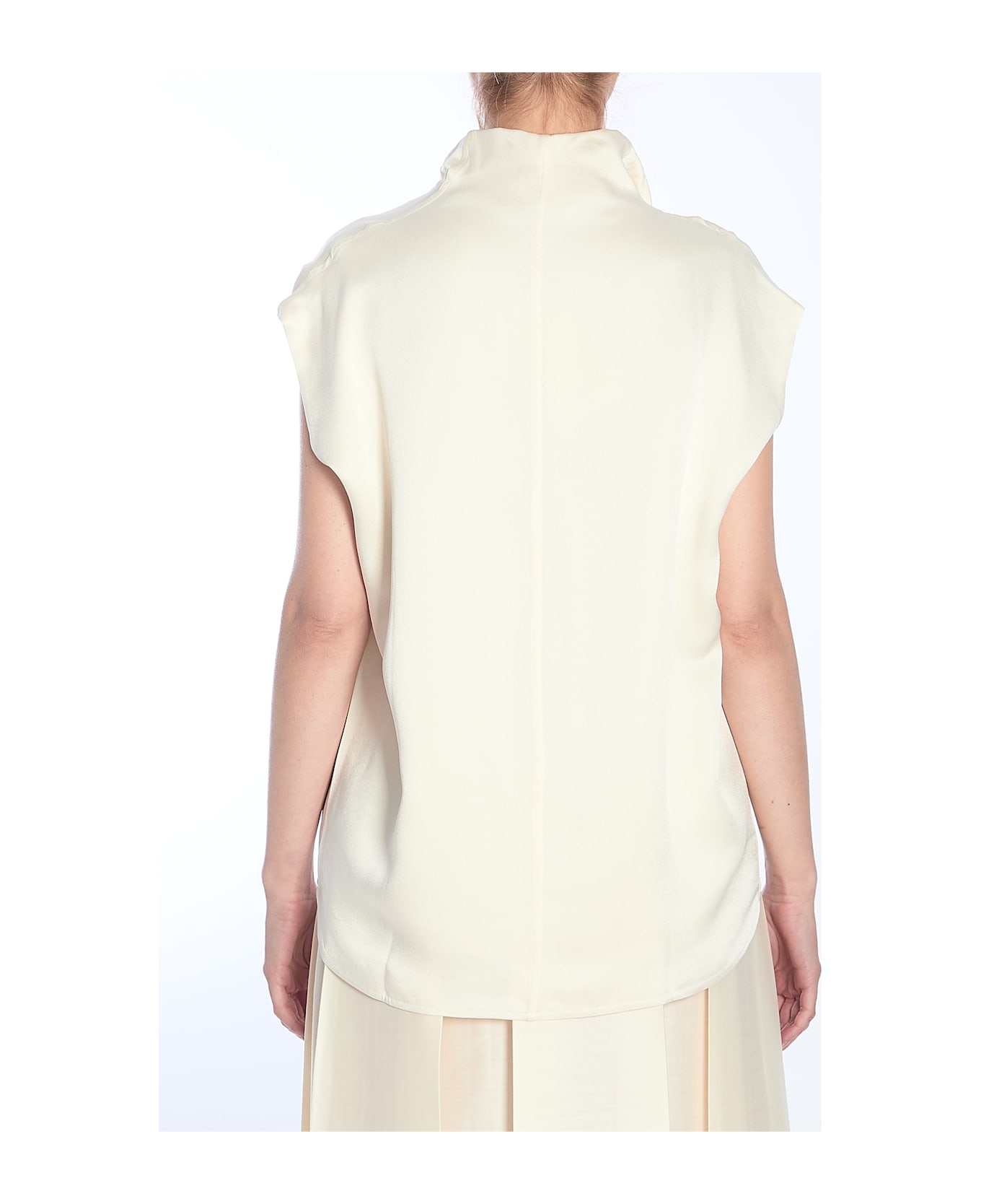 Totême Ivory Collared Sleveless Top - White