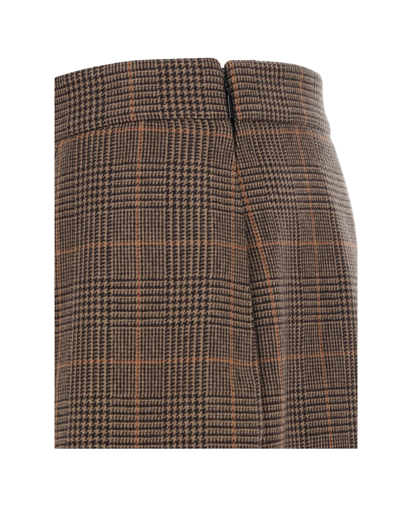 Saint Laurent Grey Midi Skirt With Side Concealed Zip Closure And All-over Check Motif In Wool And Cashmere Woman - Grey