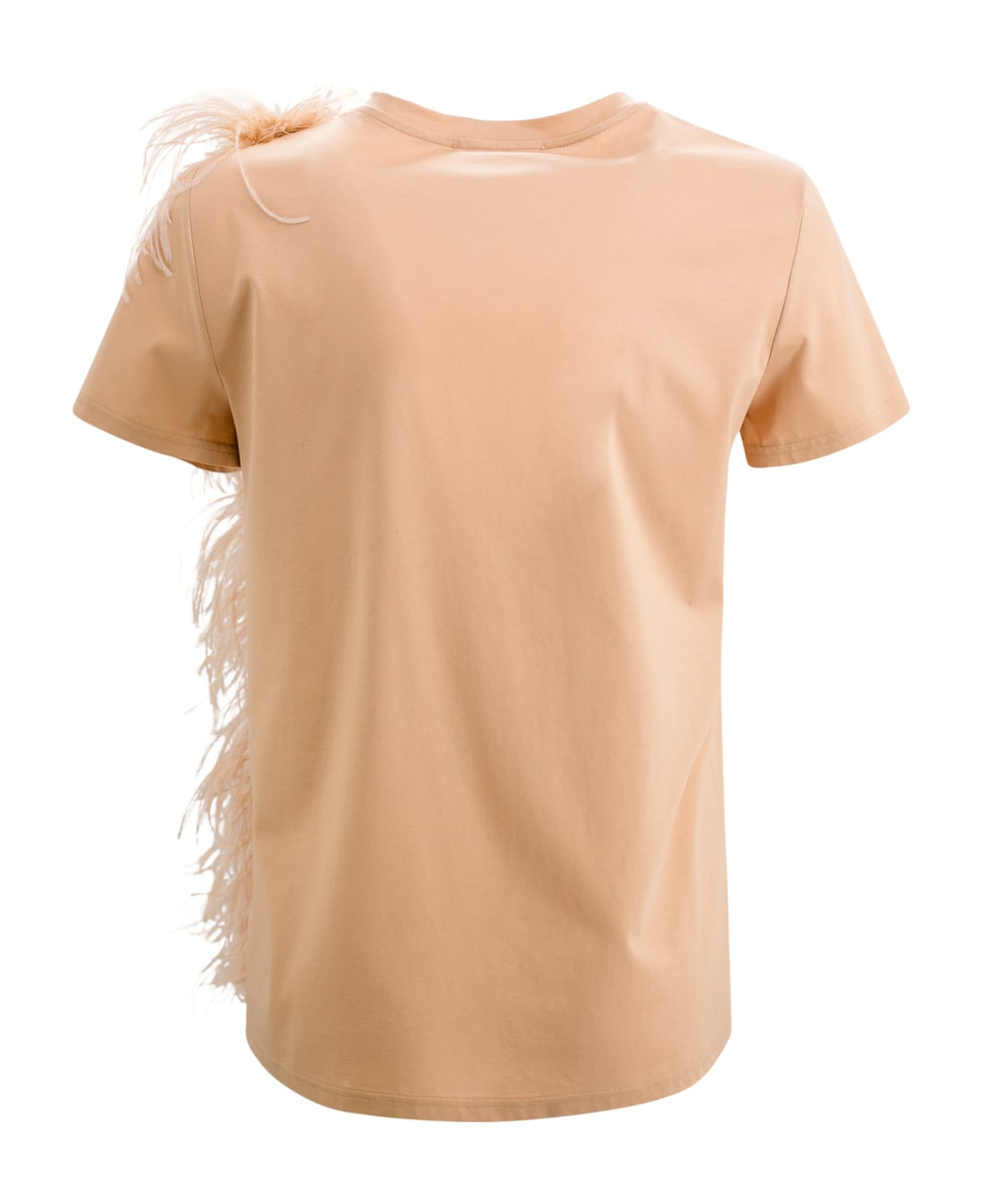 Max Mara Studio Jersey T-shirt With Feathers - Brown