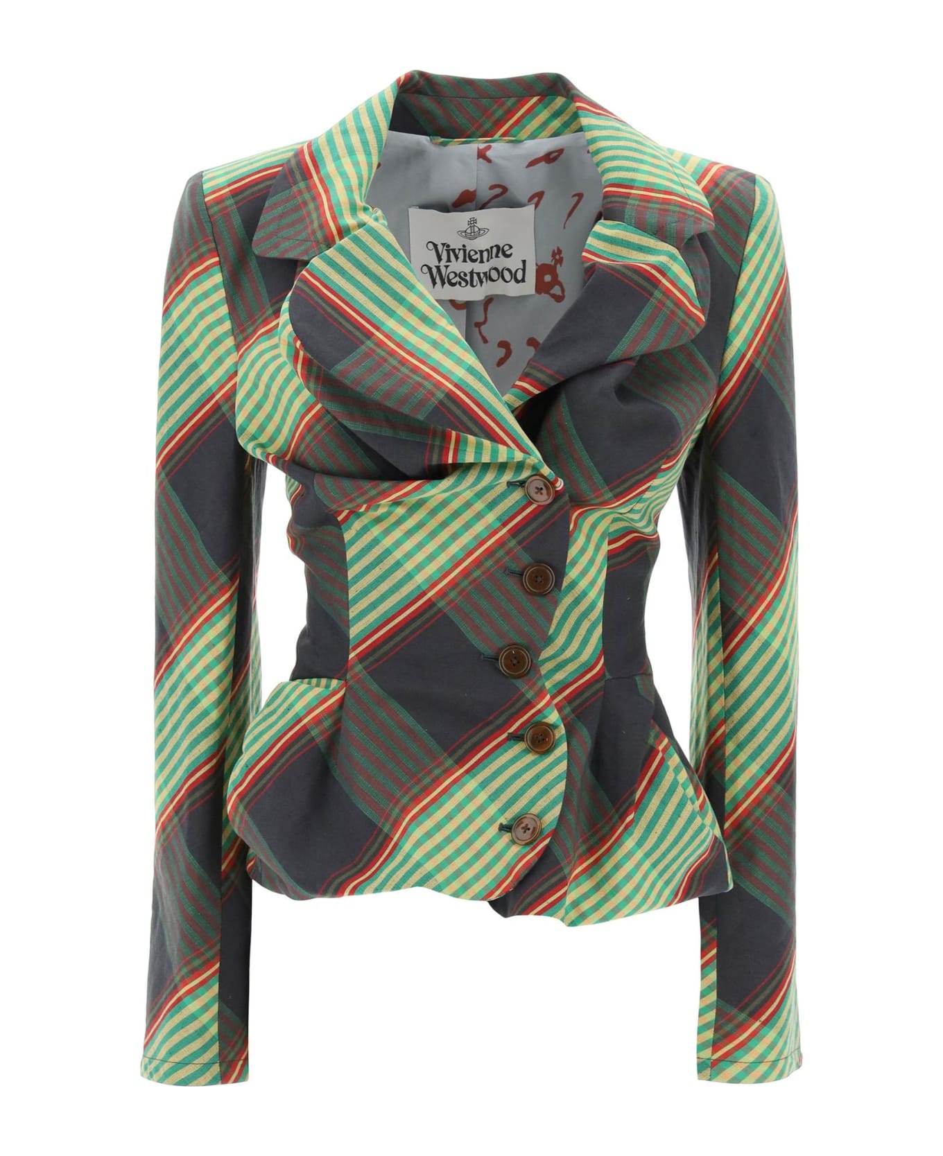 Vivienne Westwood Drunken Tailored Draped Jacket - COMBAT TARTAN
