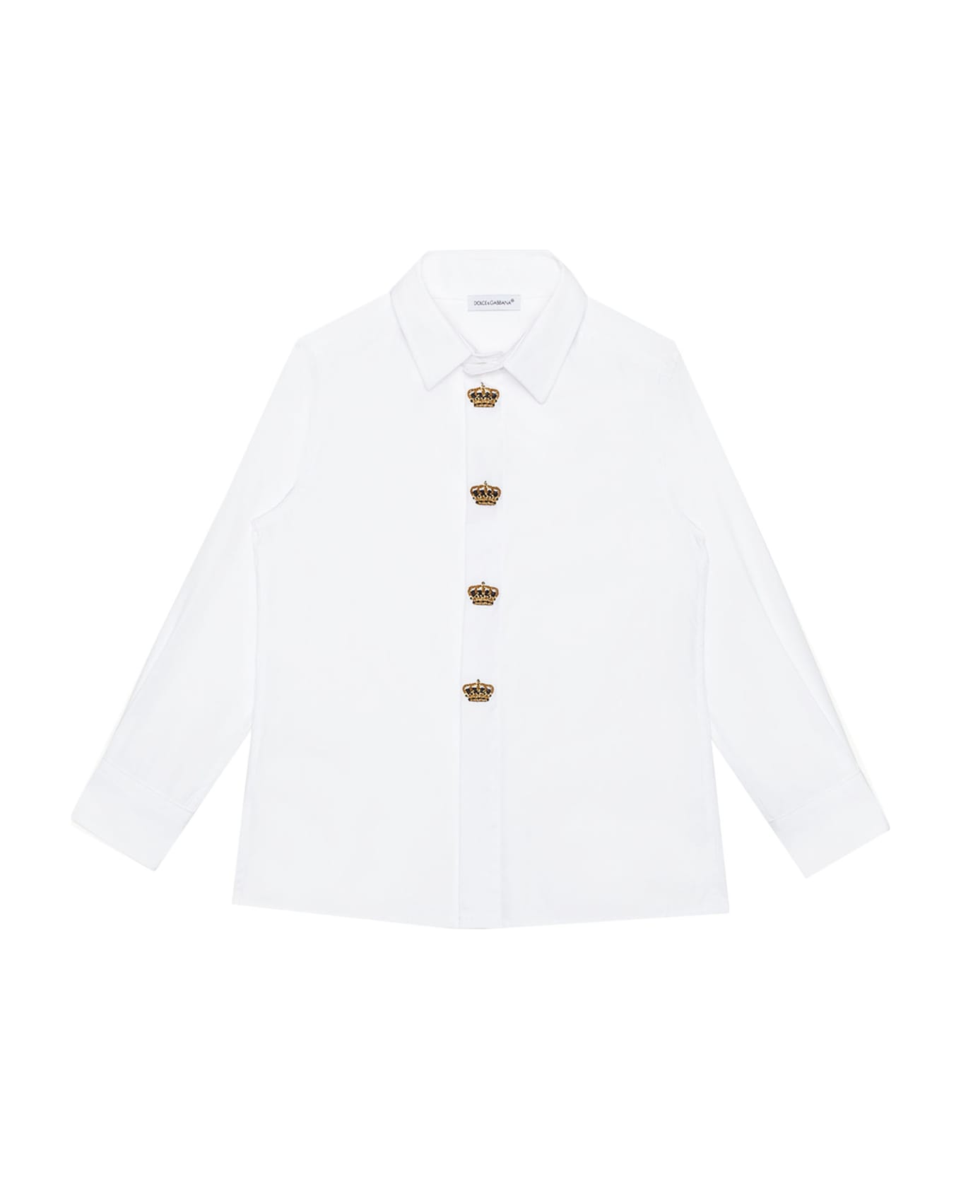 Dolce & Gabbana Poplin Shirt With Crown Embroidery - White