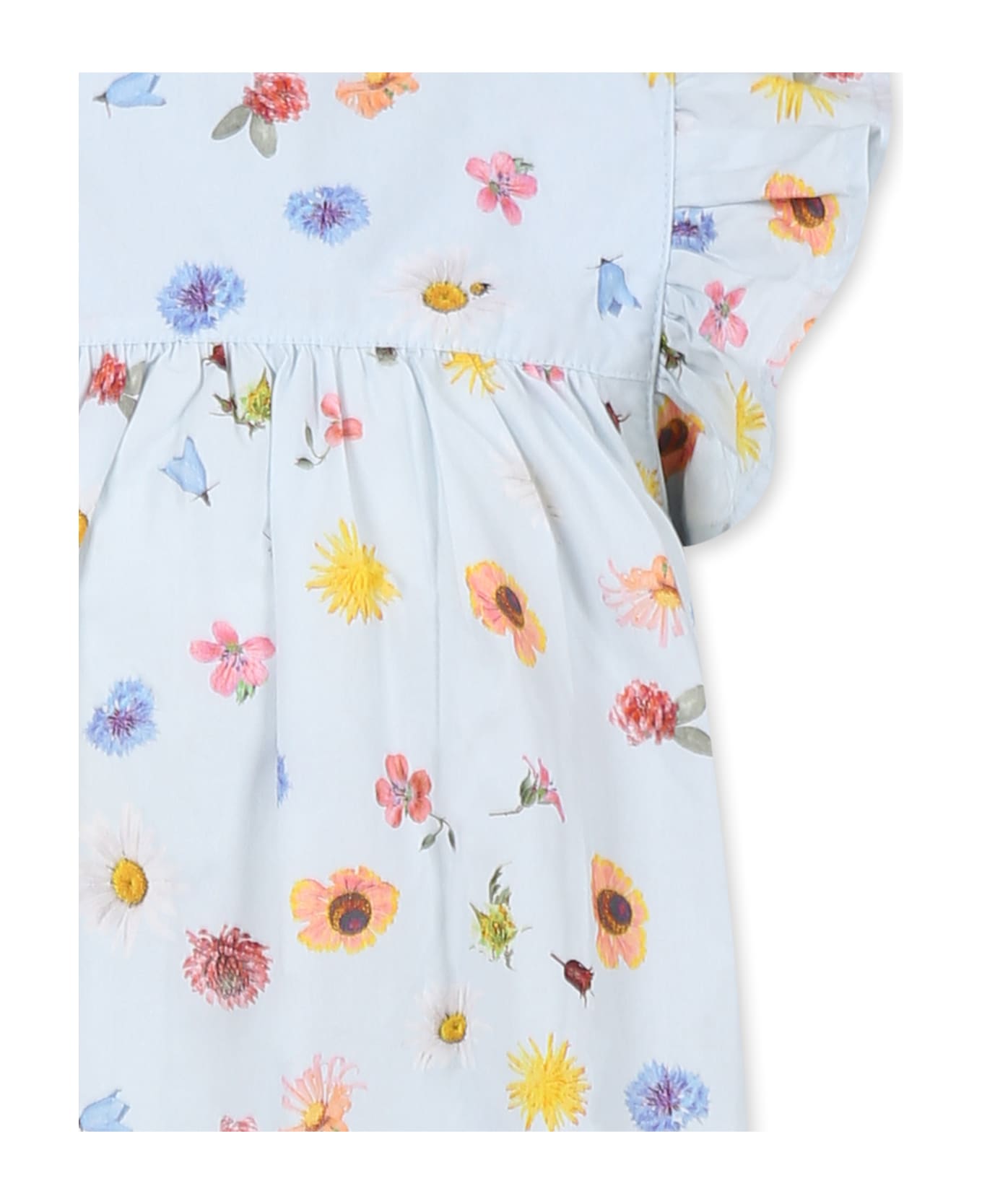 Molo Light Blue Dress For Girl With Flower Print - Light Blue
