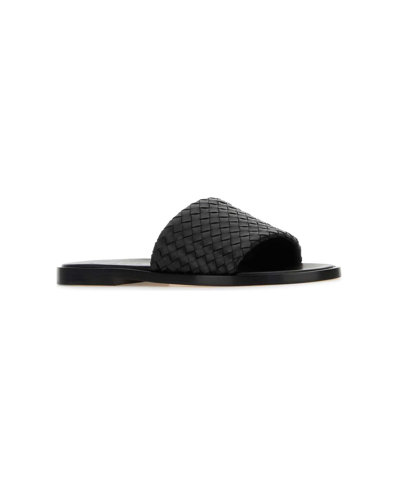 Bottega Veneta Black Nappa Leather Slippers - Black