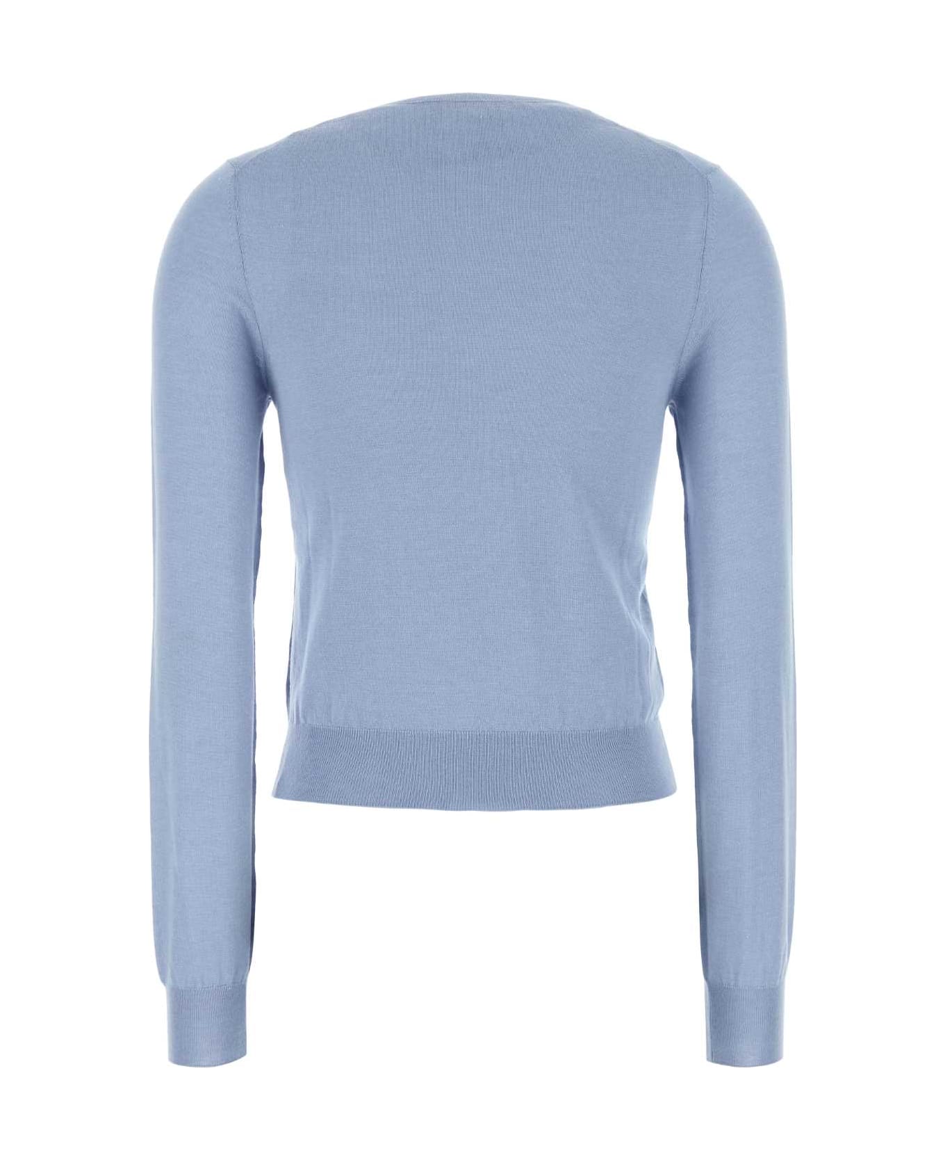 Miu Miu Cerulean Blue Cashmere Blend Sweater - AZZURRO