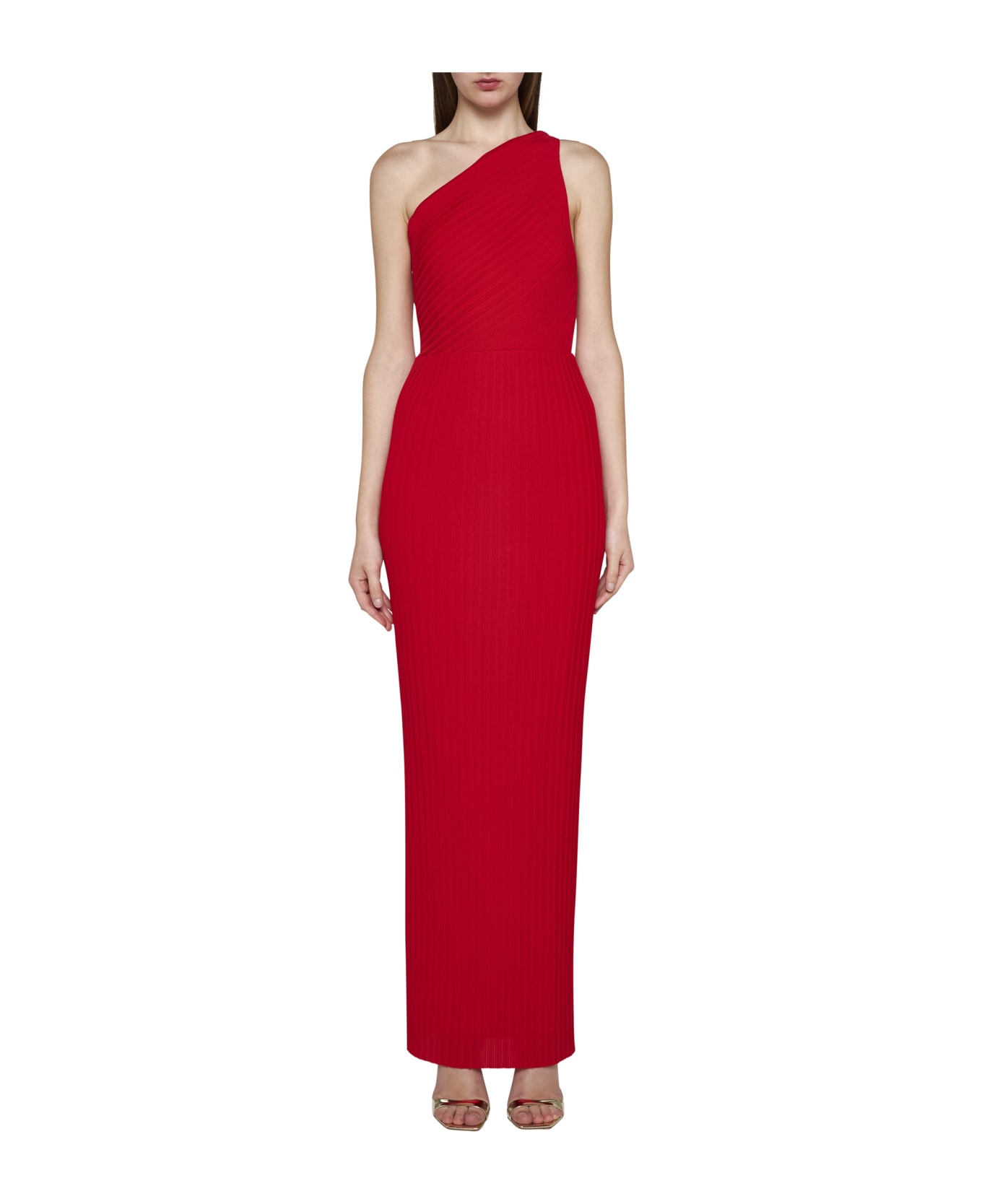 Solace London Adira One-shoulder Maxi Dress - Red