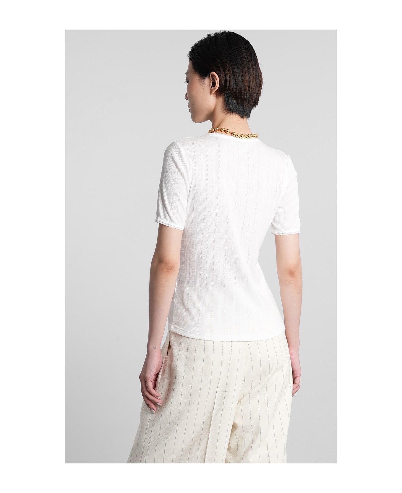 Anine Bing Pia T-shirt In White Polyester - white