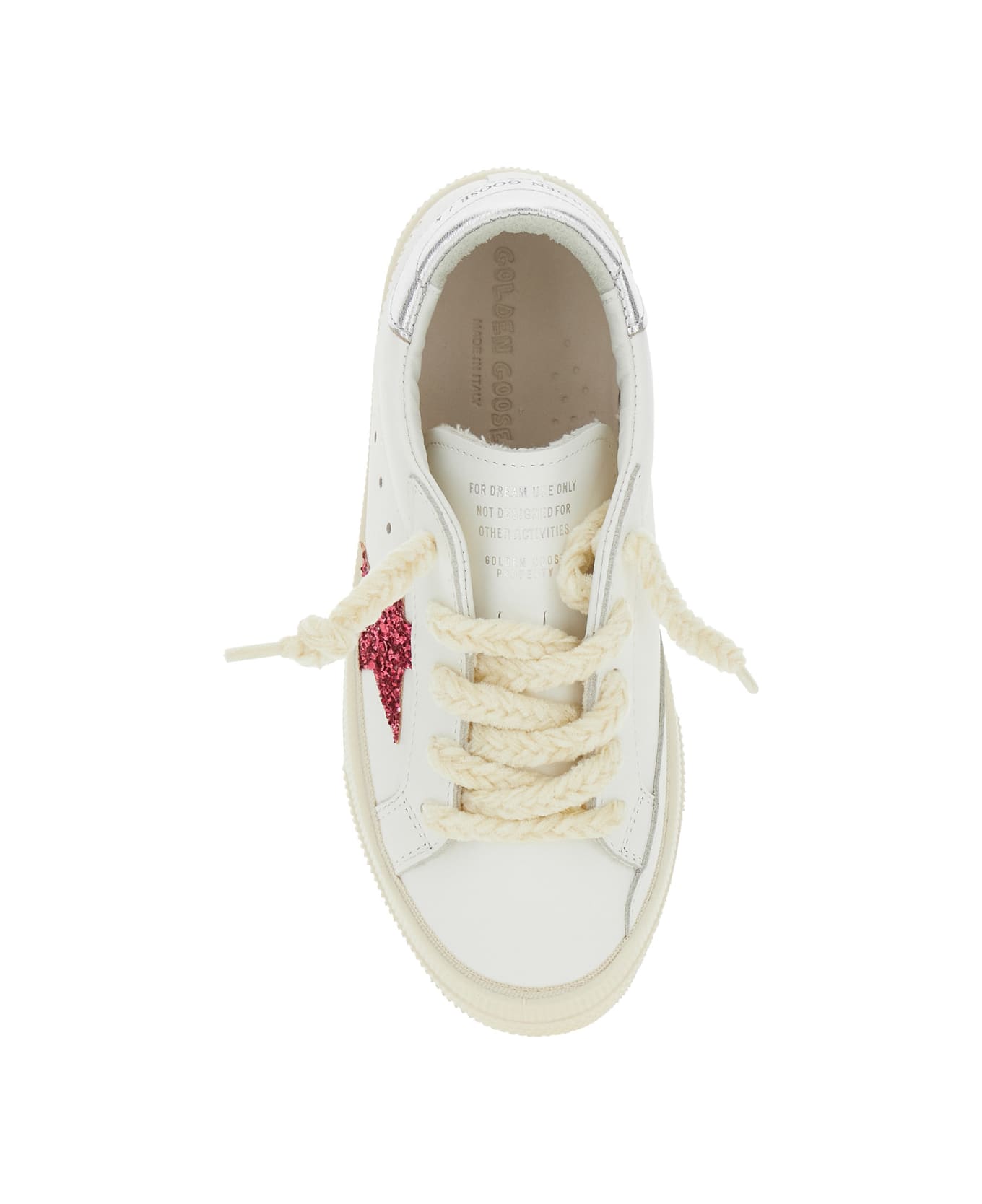Golden Goose 'may' Sneakers With Star Patch On The Side And Laminated Heel In Leather Girl - White