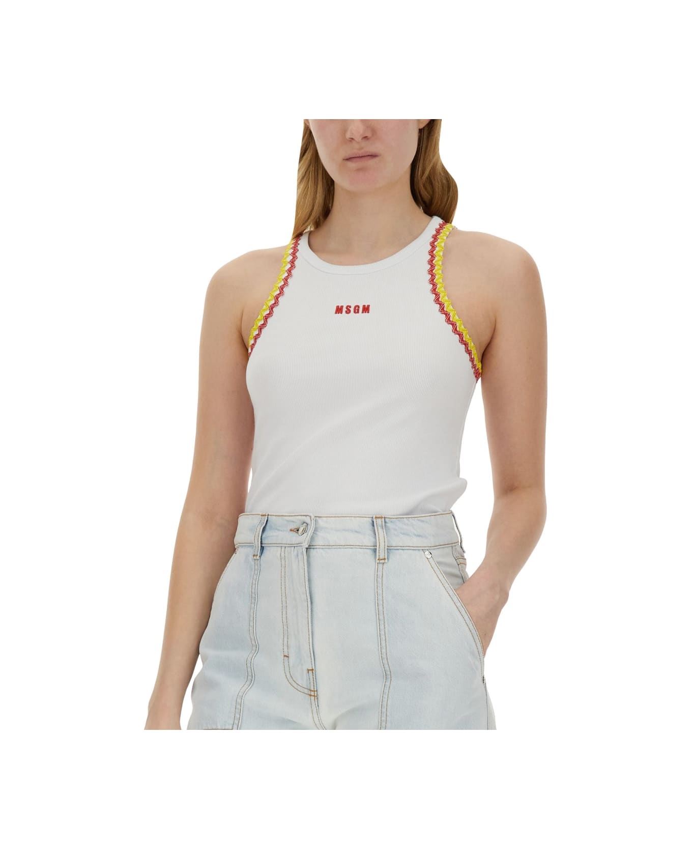 MSGM Tops With Logo - WHITE