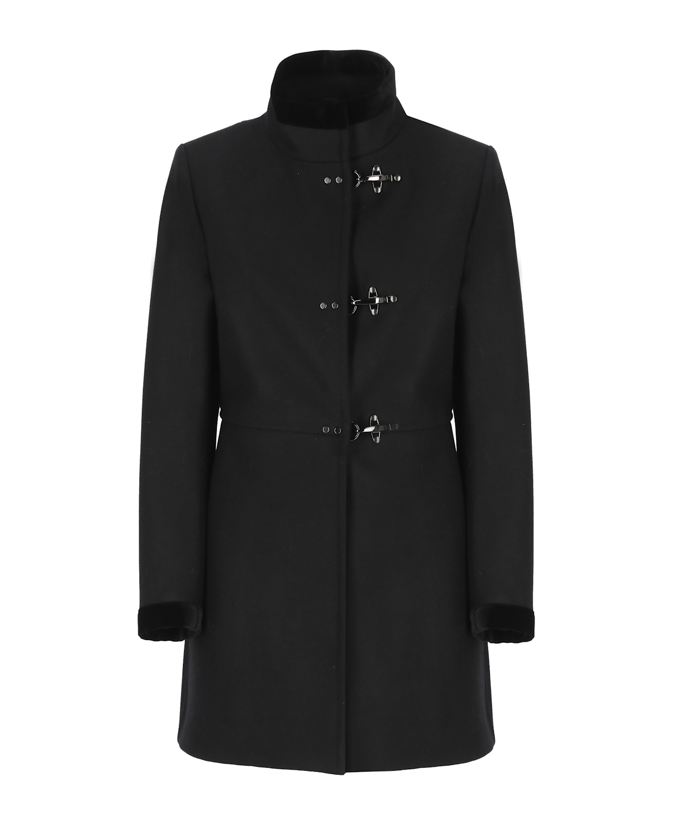 Fay Black Virgin Wool Blend Virginia Coat - Black
