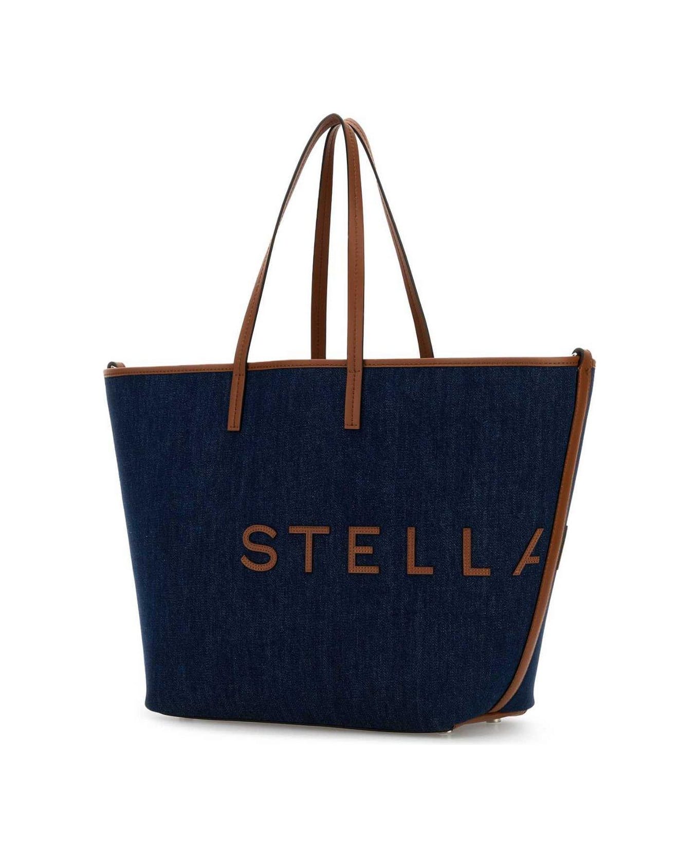 Stella McCartney Eco Logo Lettering Denim Tote Bag - Blue
