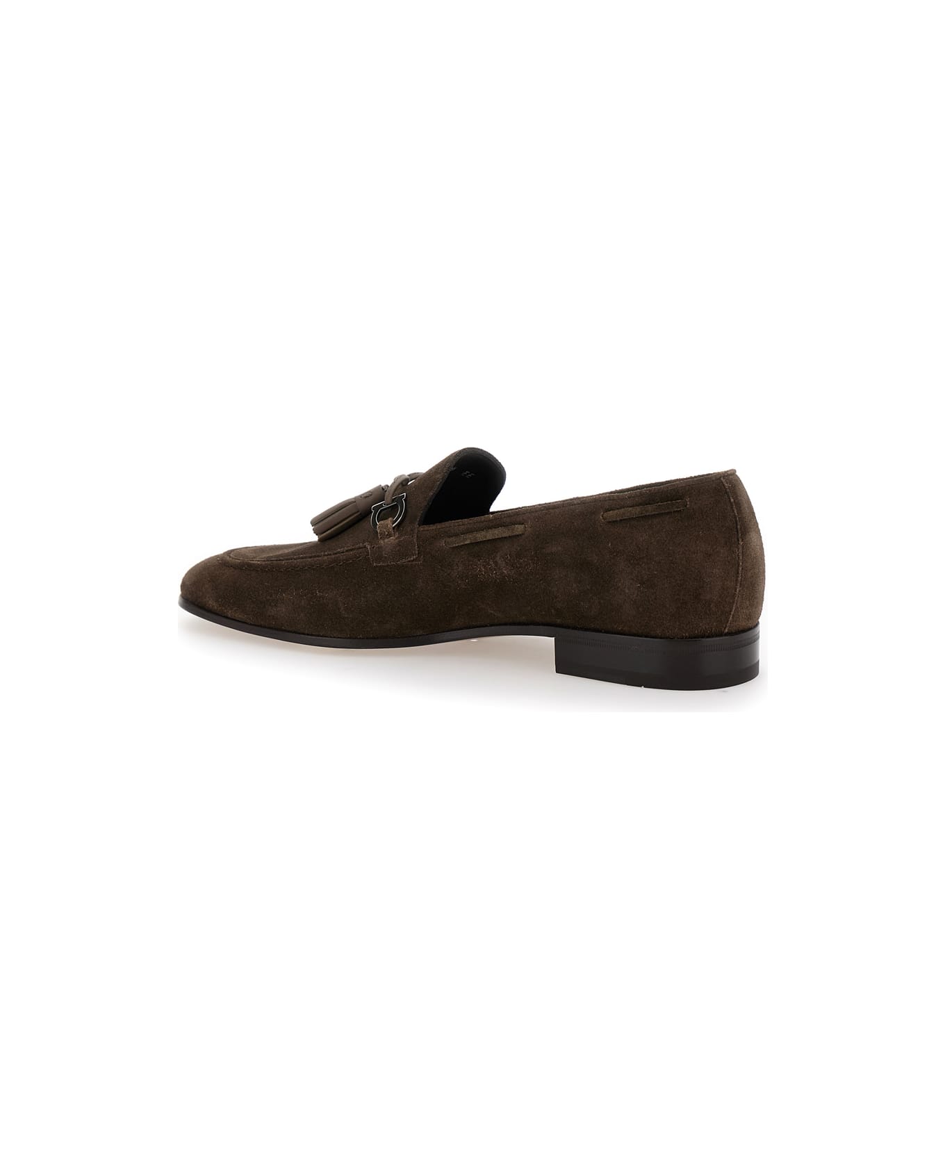 Ferragamo 
besile2
 Brown Loafers With Gancini And Cord Detail In Suede Man - Brown