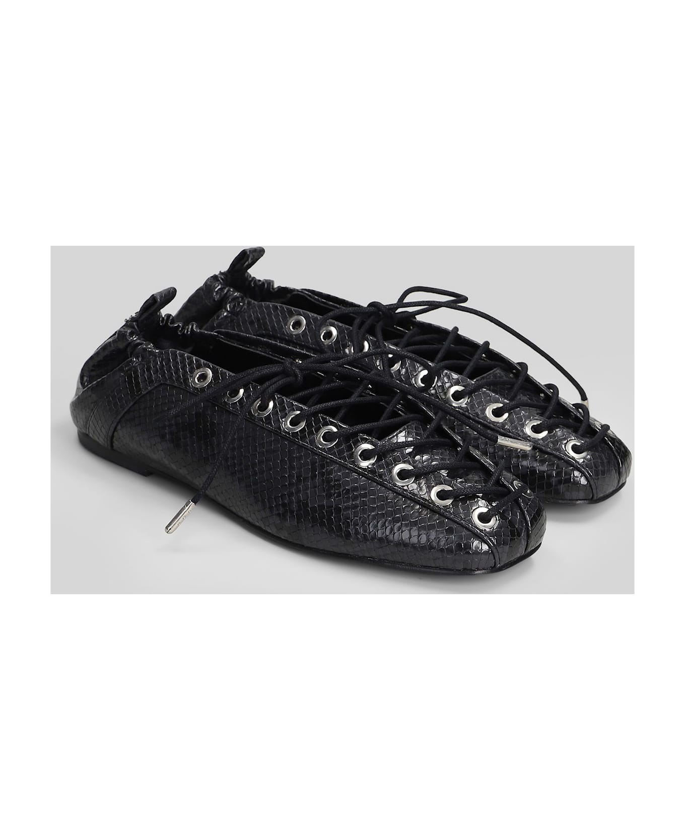 Ganni Ballet Flats In Black Polyester - black