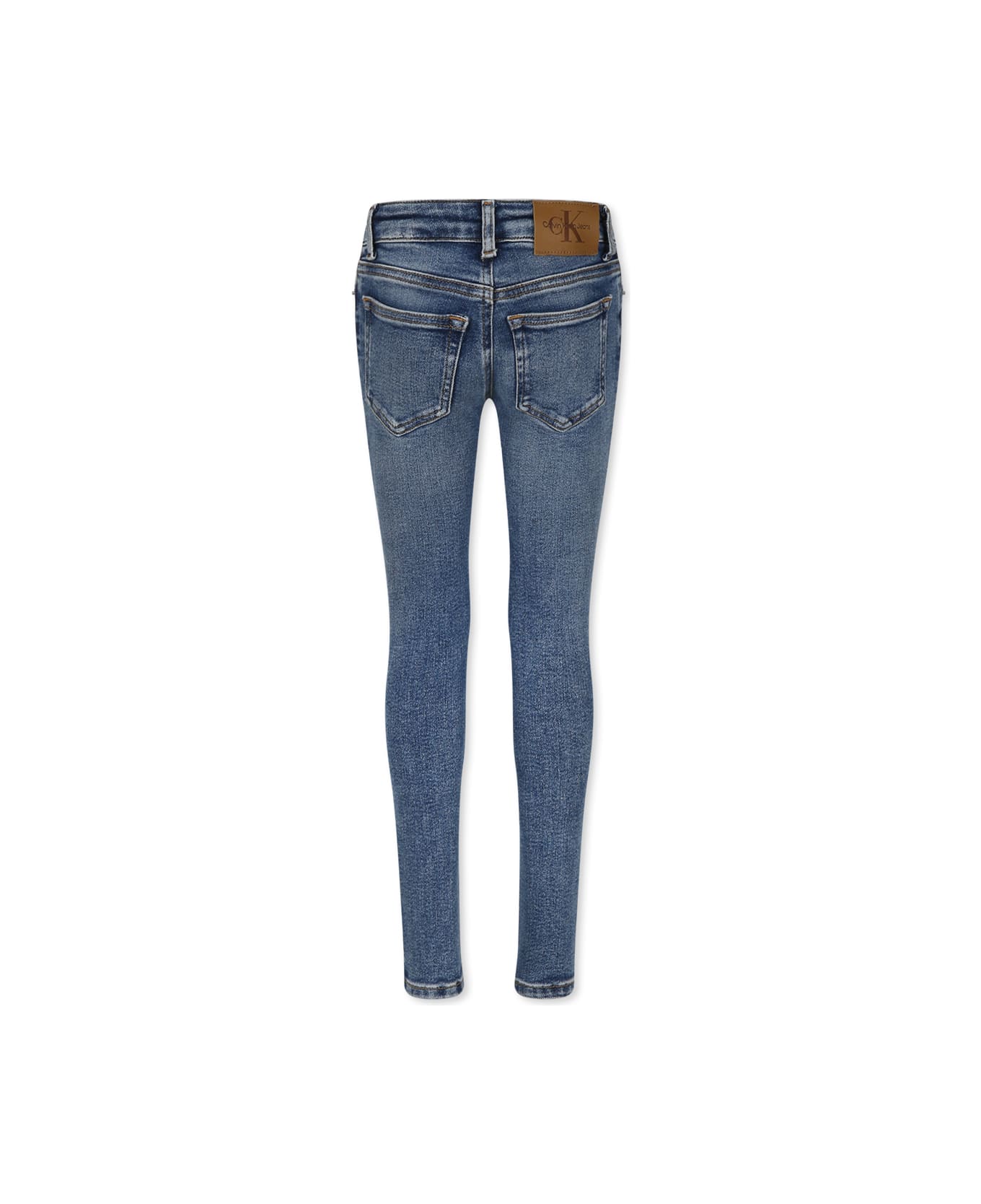 Calvin Klein Blue Jeans For Girl With Logo - Denim