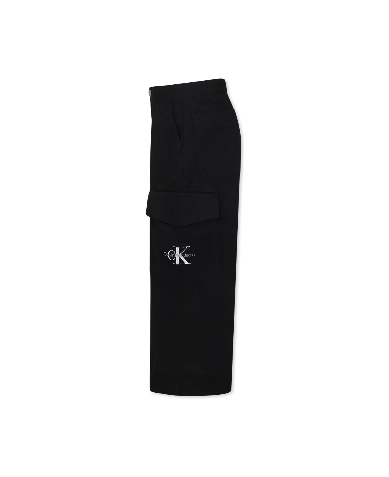 Calvin Klein Black Trousers For Girl With Logo - Black